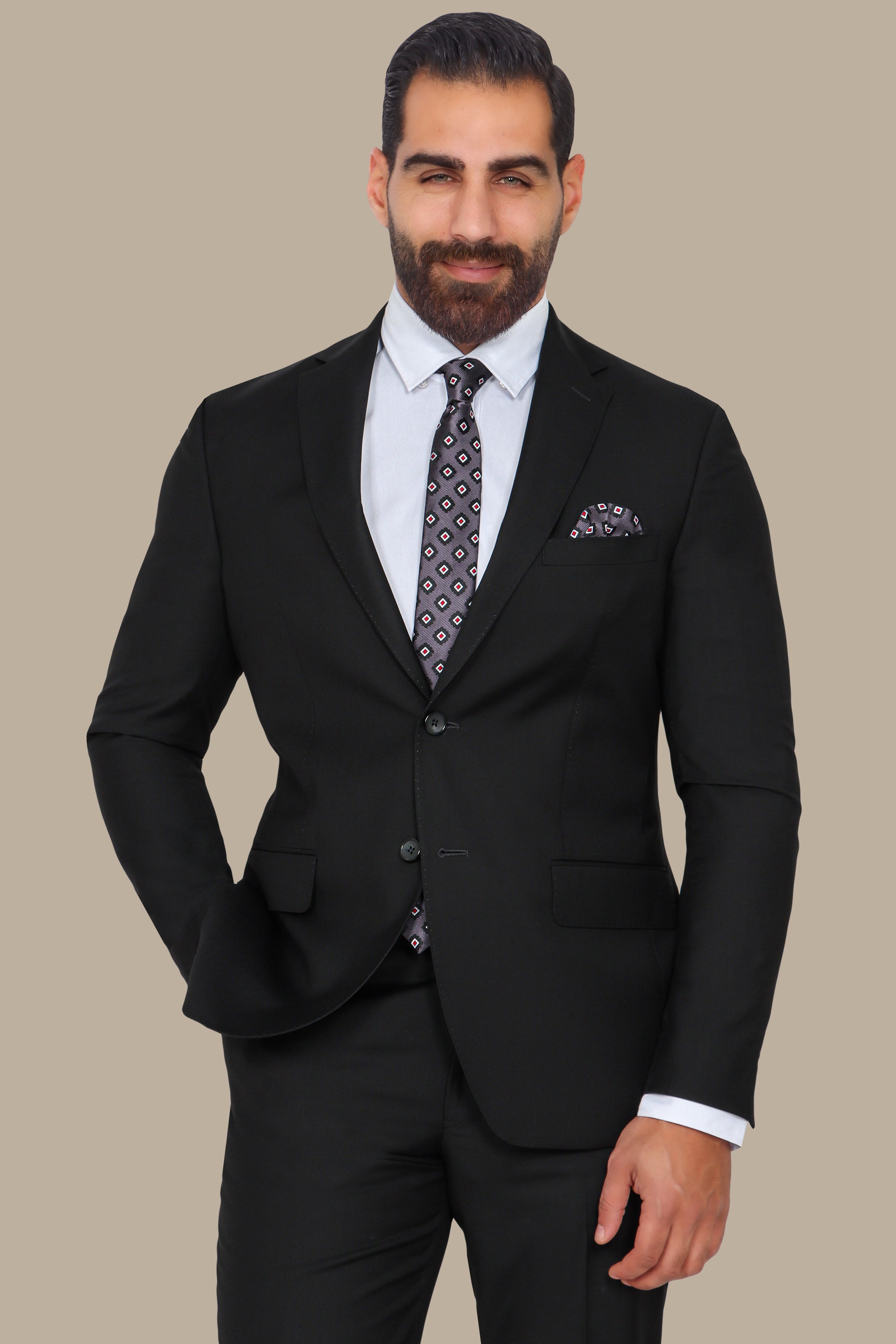 Classic Elegance: The Black Plain Notch Suit