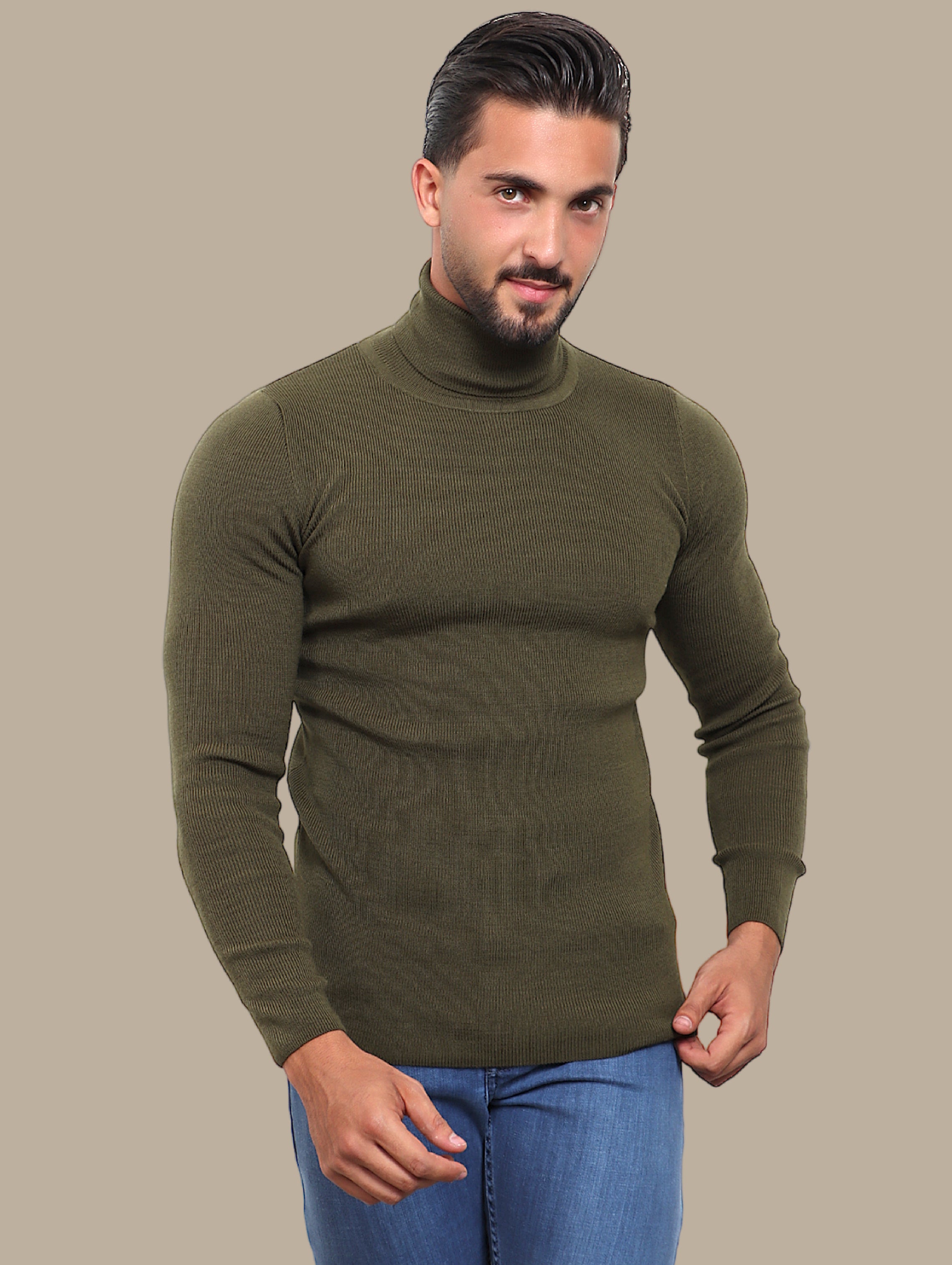 Sweater Turtle Neck Plain | Khaki