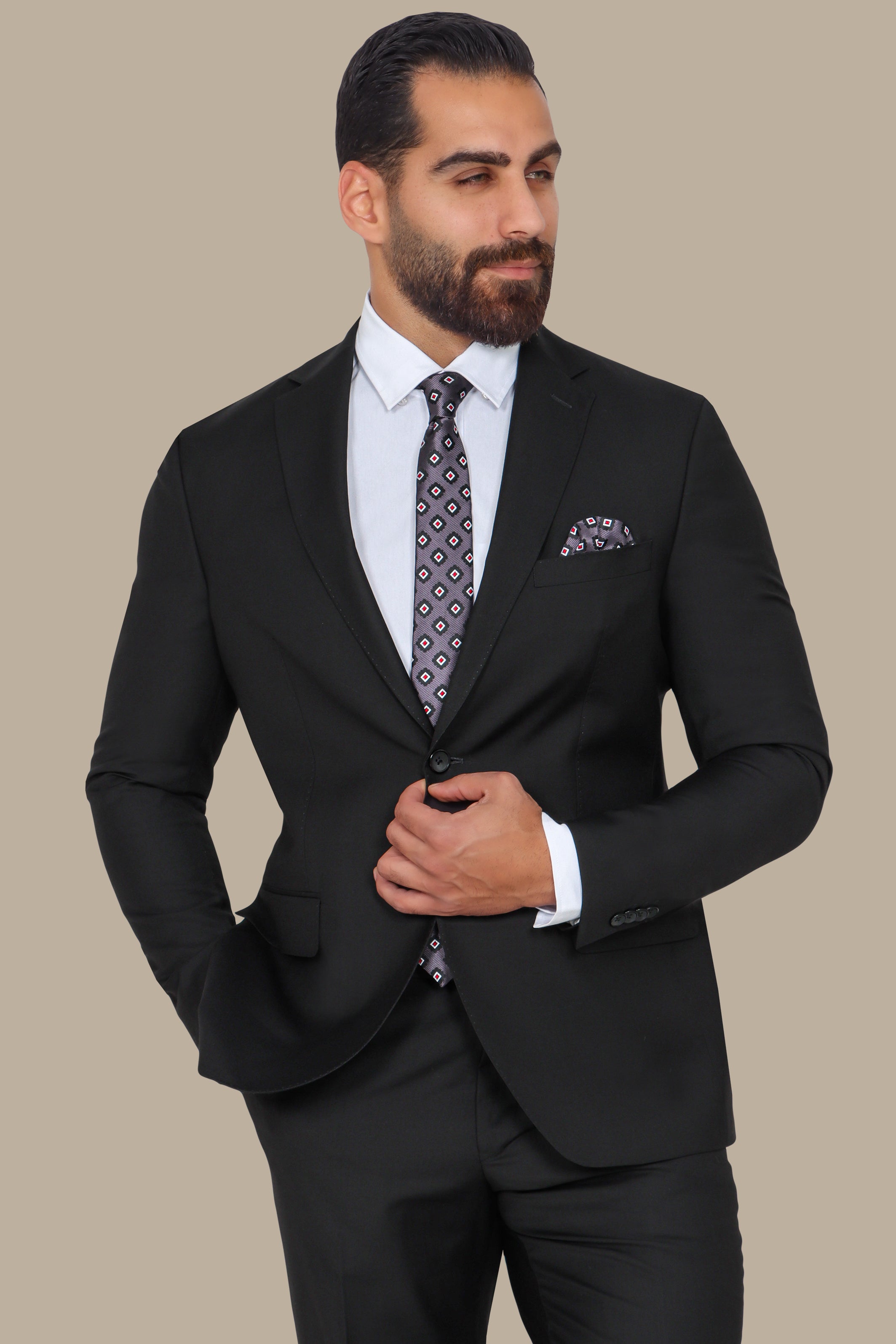 Classic Elegance: The Black Plain Notch Suit