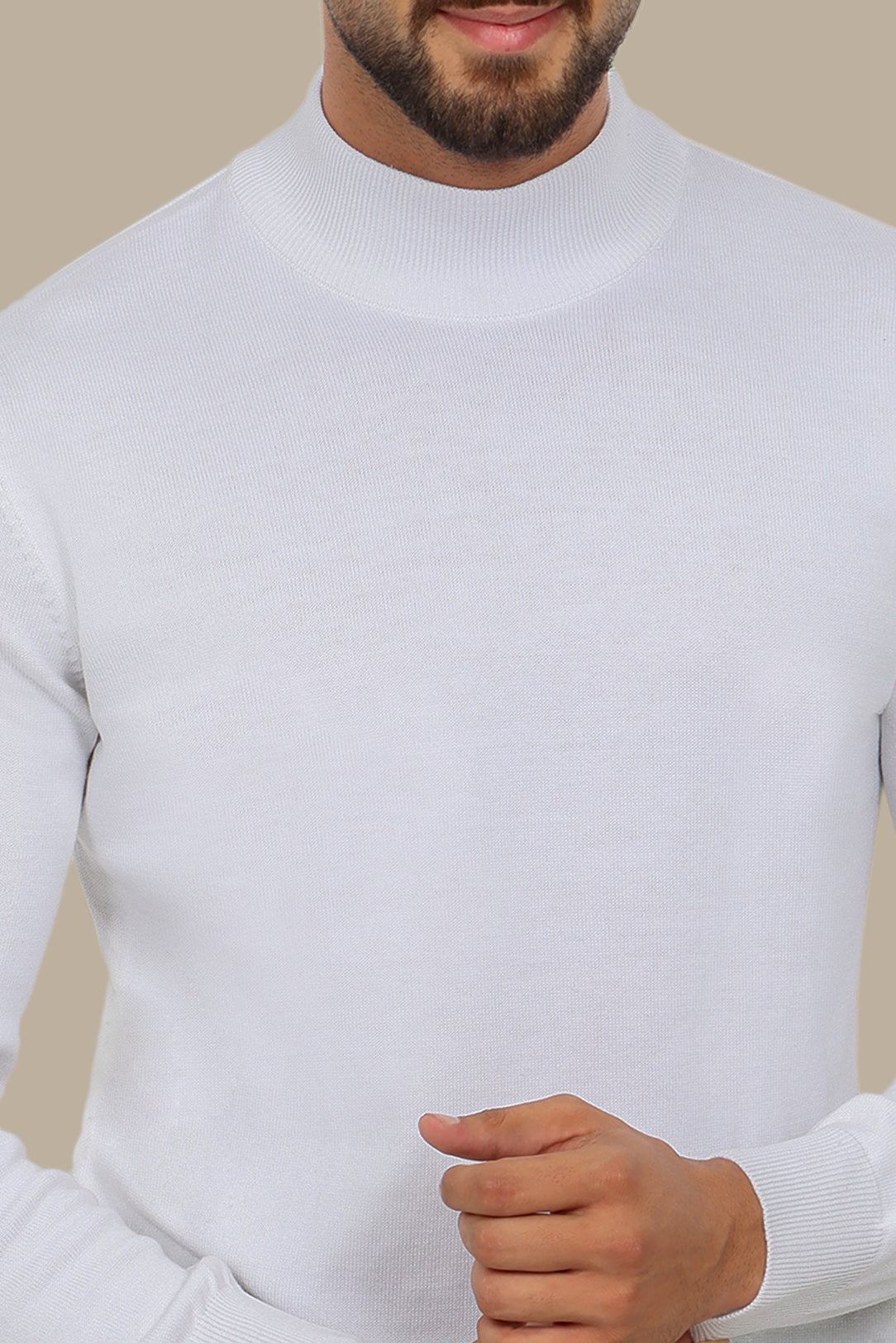 Basic White High Neck Sweater