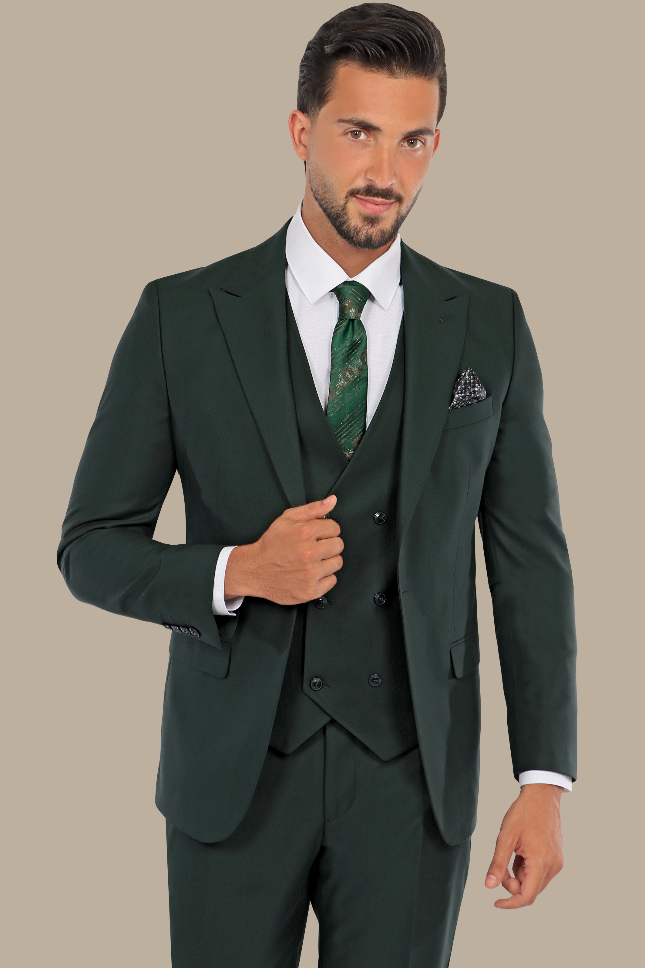 Emerald Elegance: The Peak Plain 3-Piece Green Suit