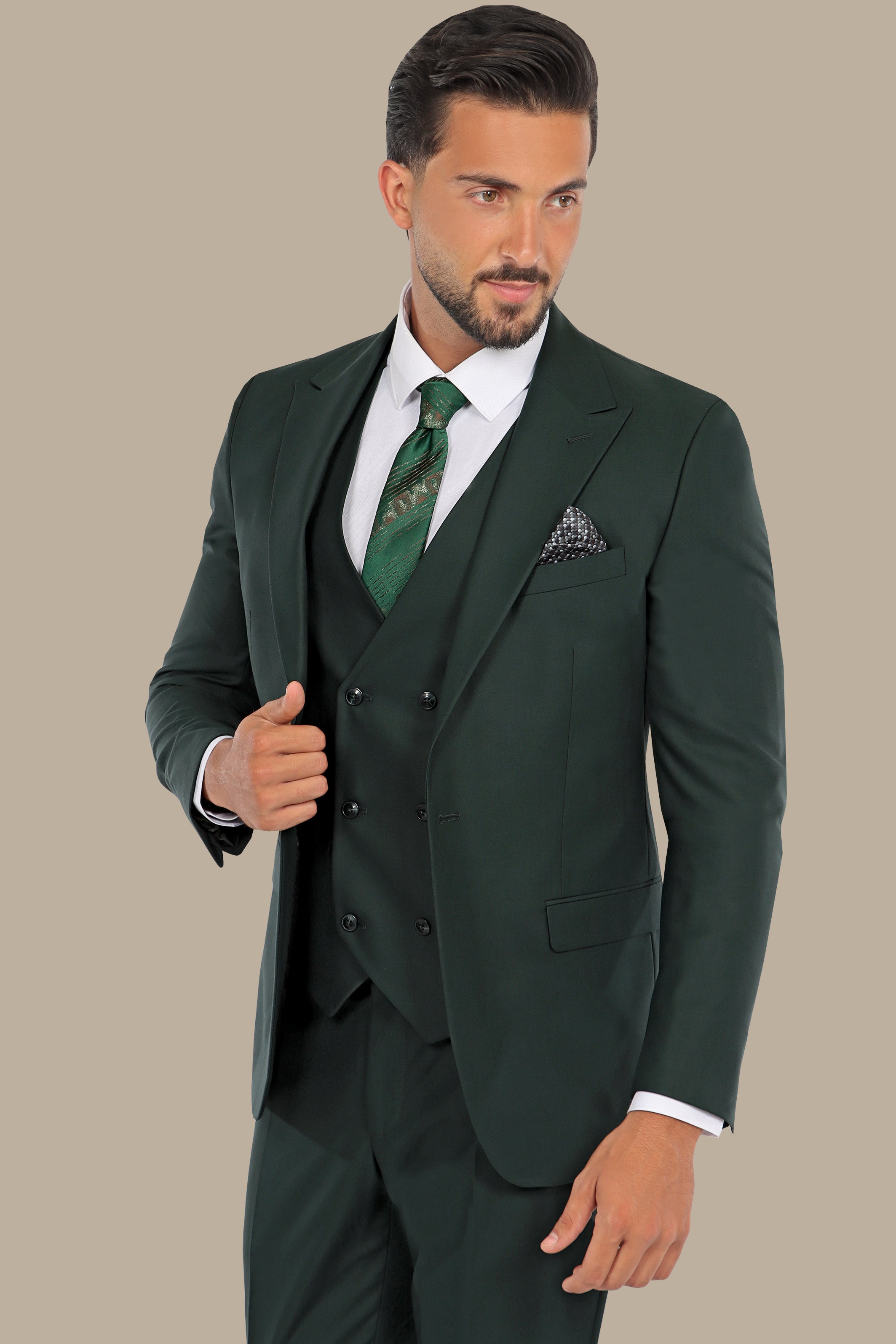 Emerald Elegance: The Peak Plain 3-Piece Green Suit