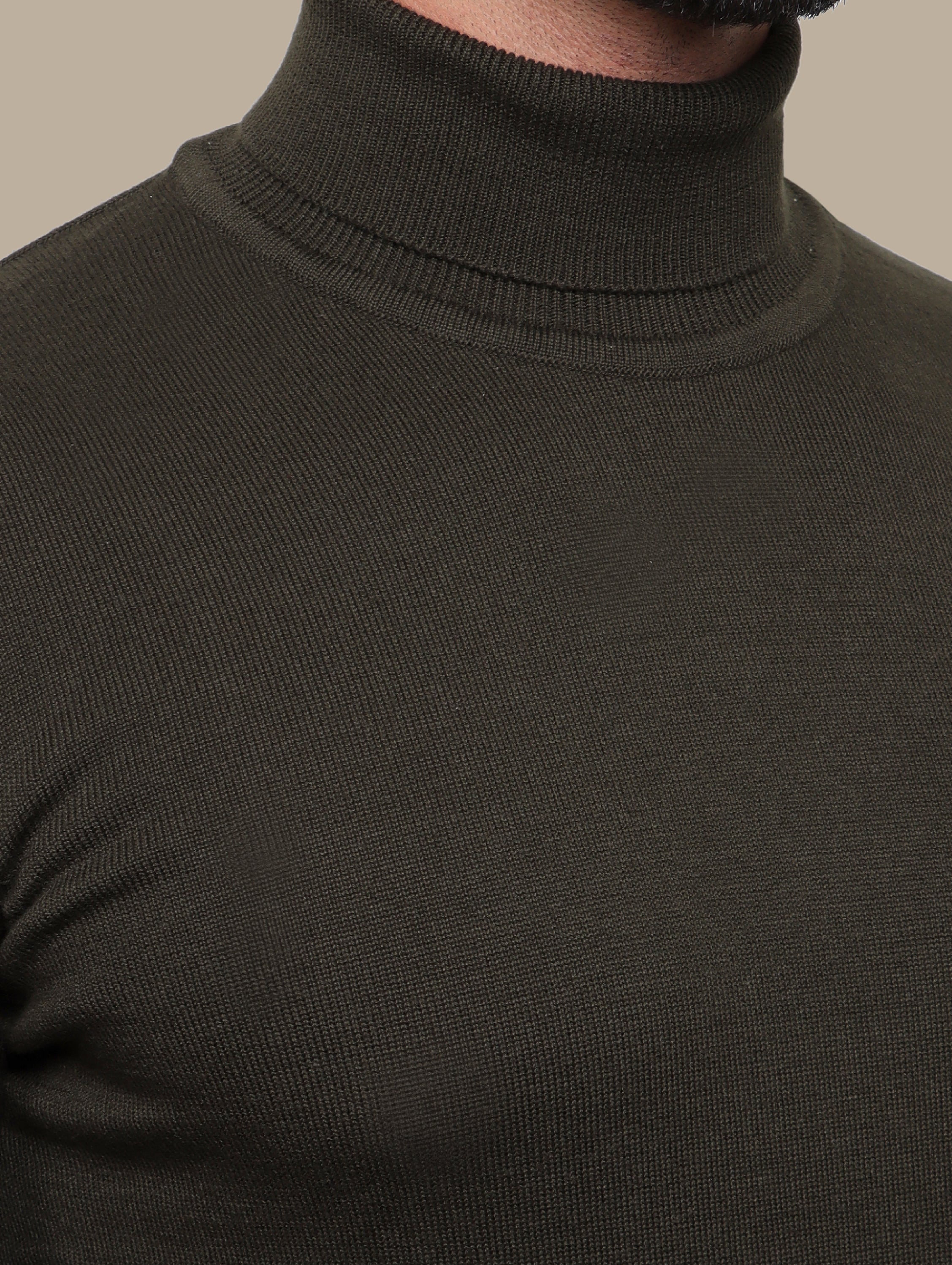 Basic Khaki Turtleneck Sweater