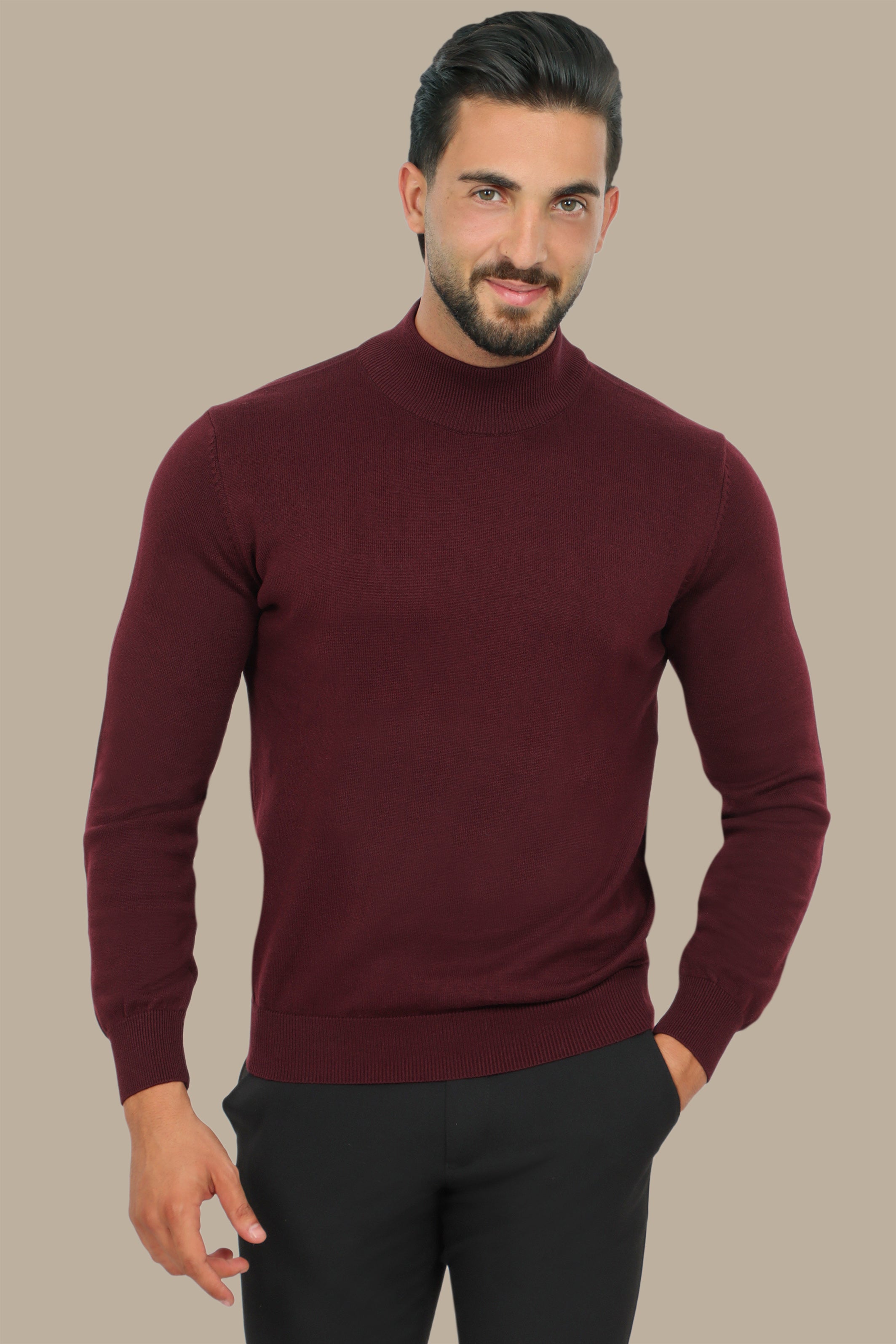 Sweater High Neck Basic | Burgundy