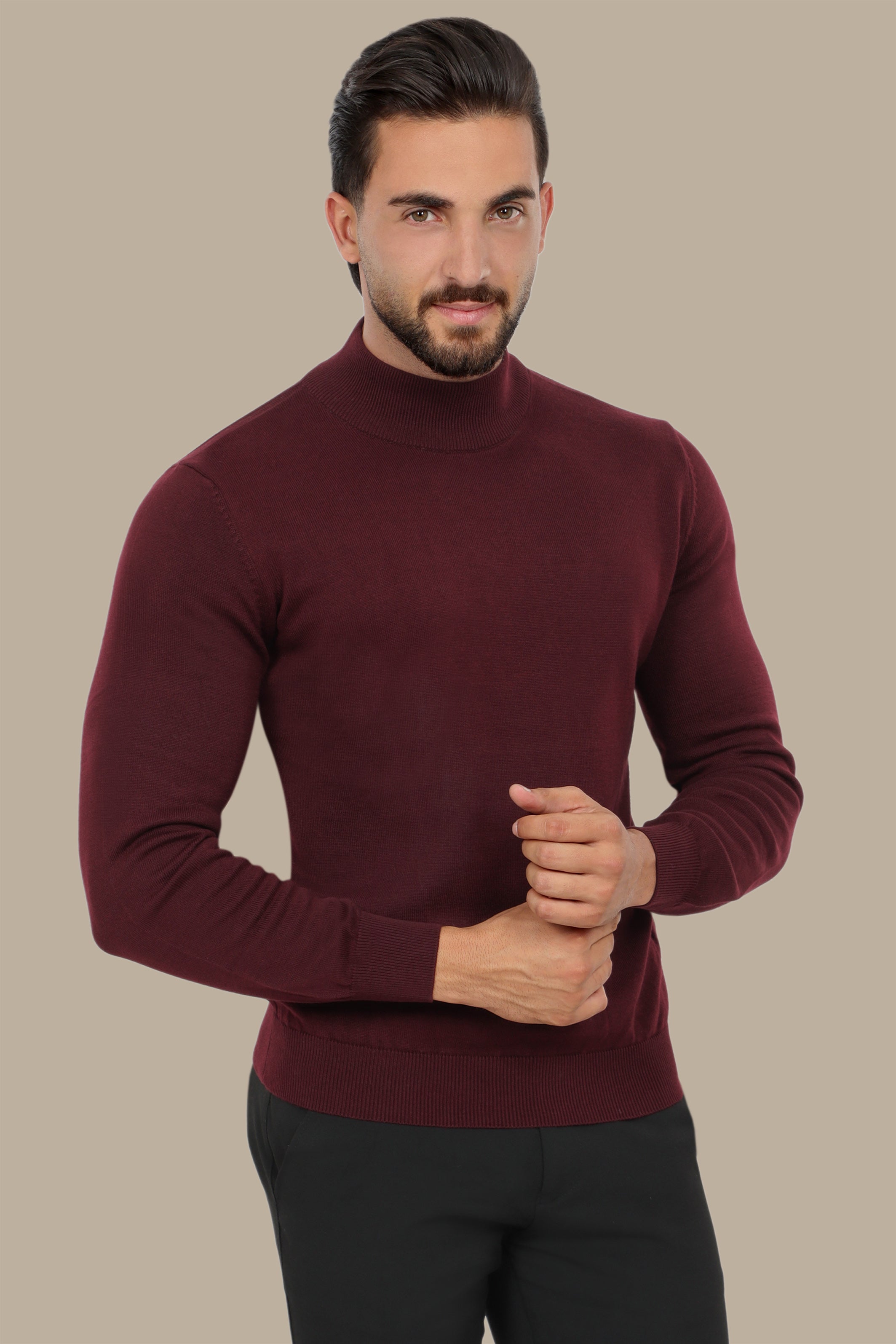 Sweater High Neck Basic | Burgundy