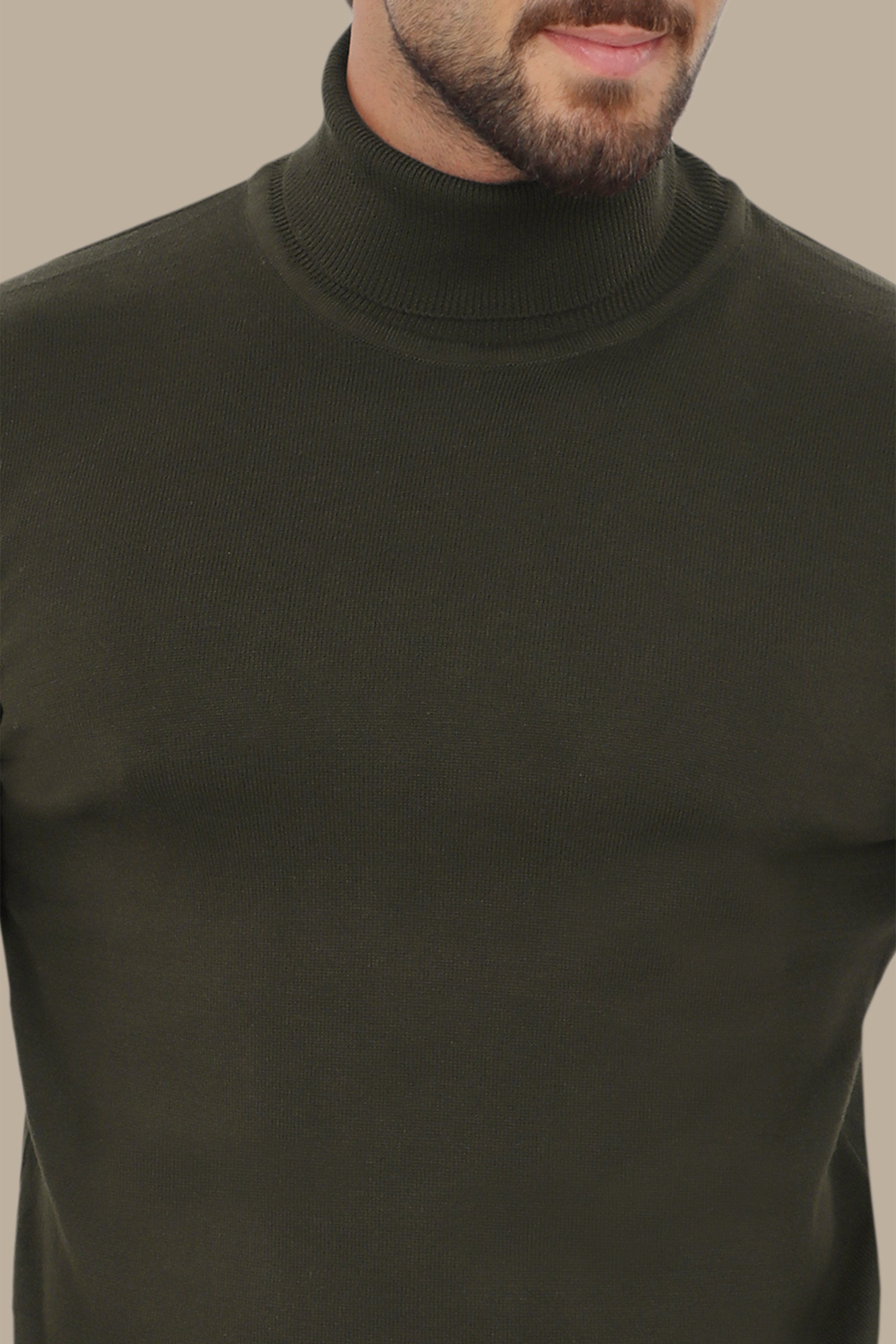 Basic Khaki Turtleneck Sweater