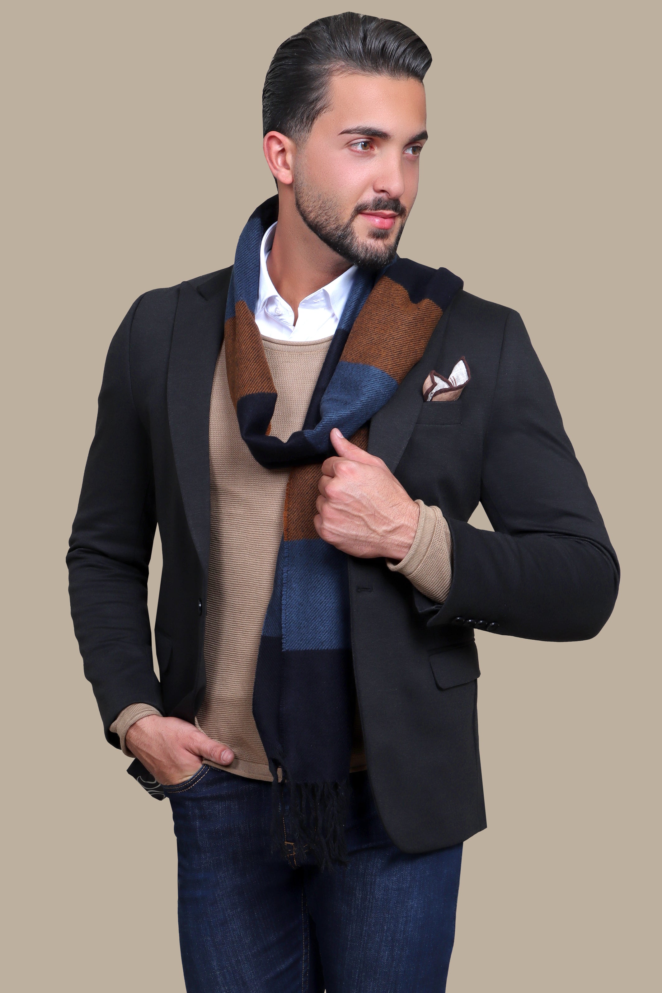 Twill Symphony: Multicolored Wool Layers of Elegance