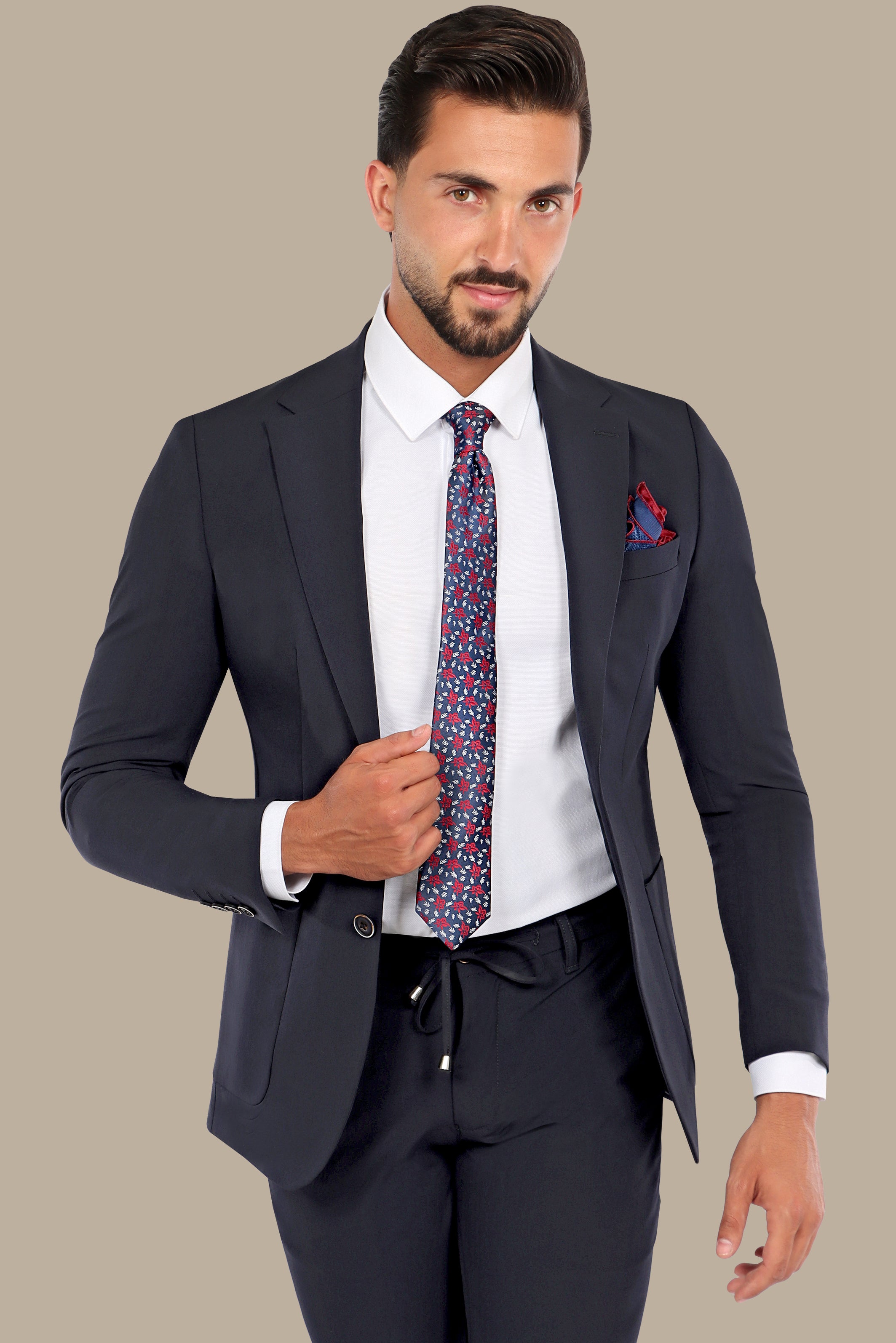 Navy Plain Patch Pocket Travel Suit