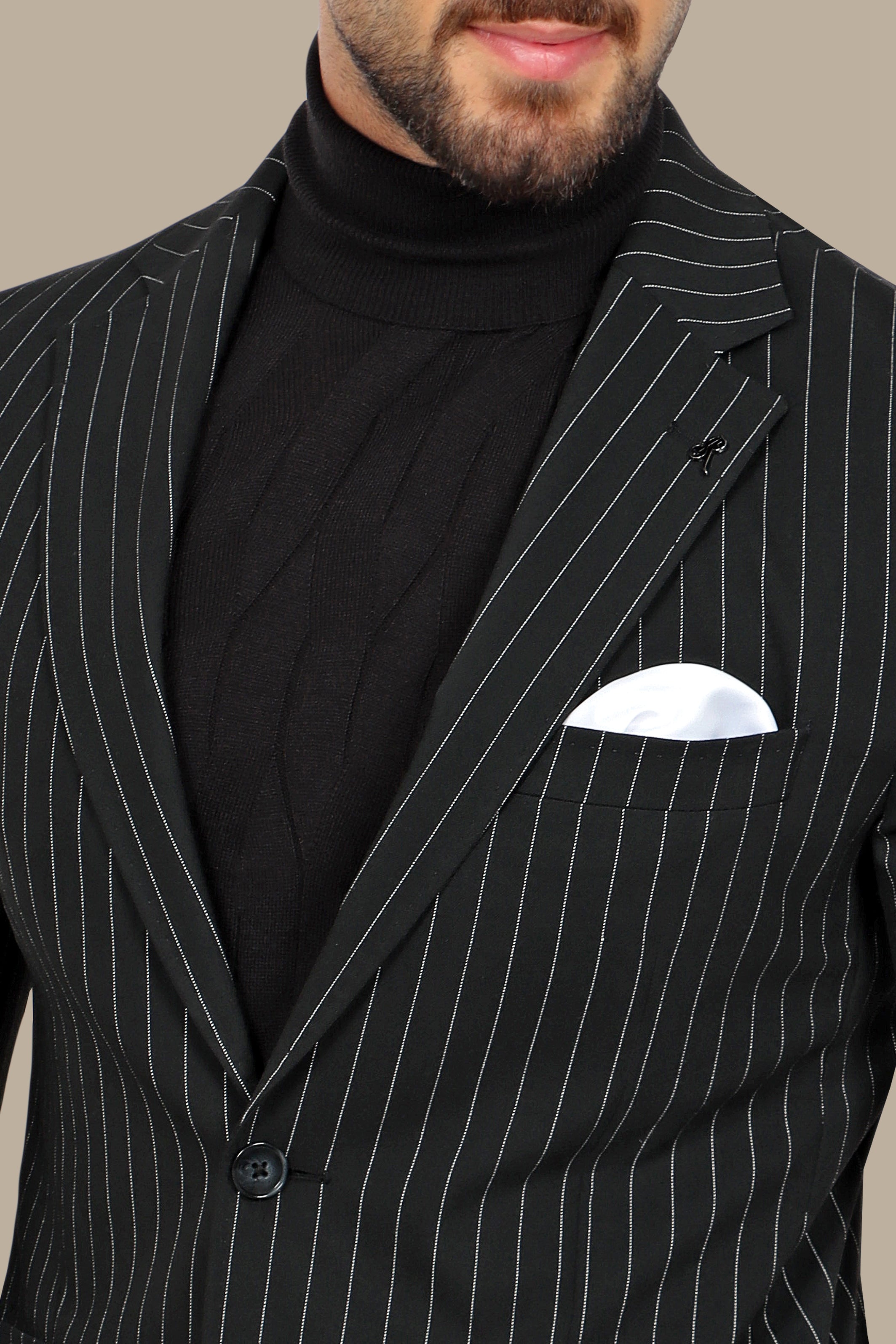 Travel Suit Pinstripe Notch Lapel