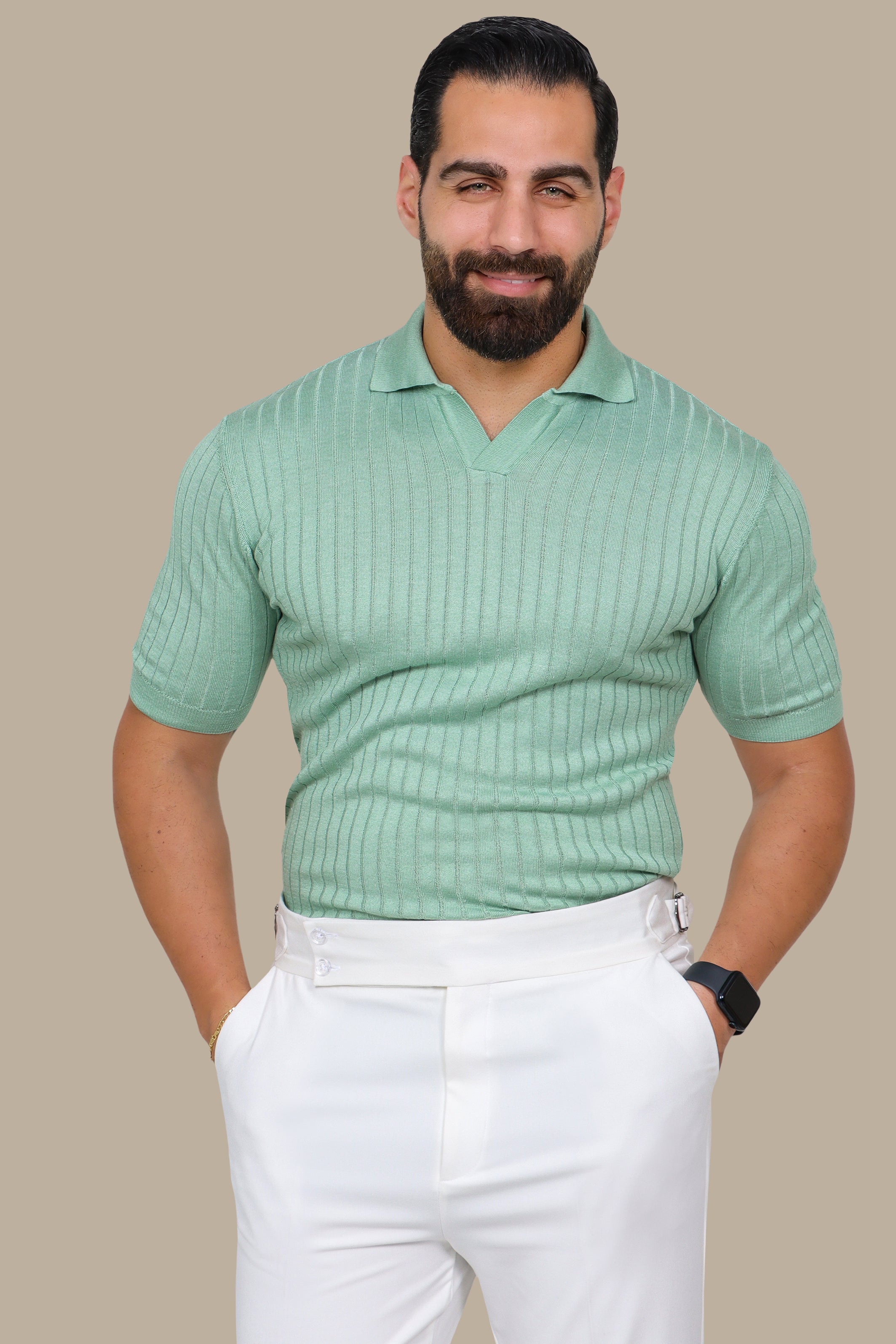 Aqua Mercerized Ribbed Polo