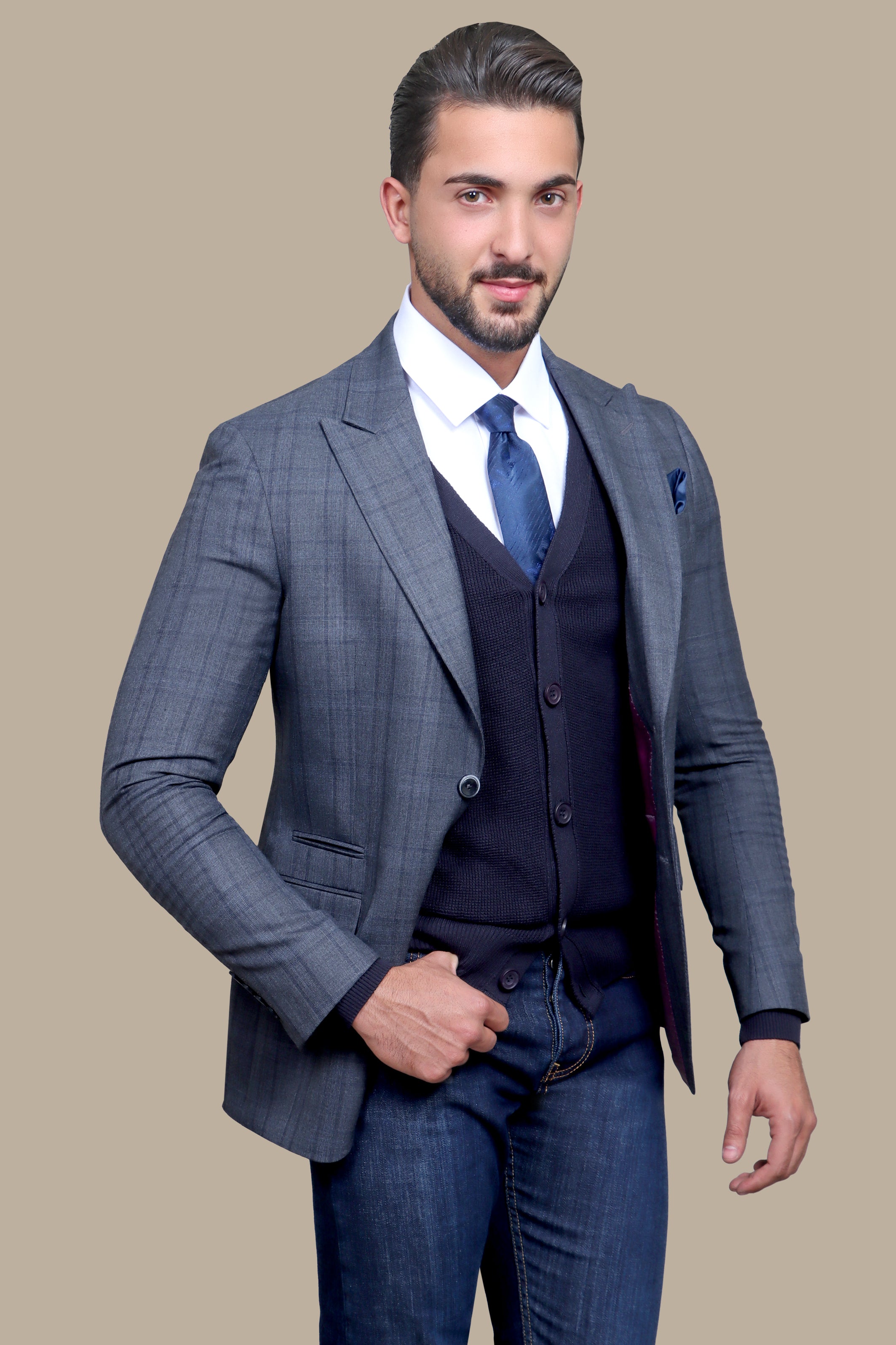 Blazer Checked Peak | Dark Gray