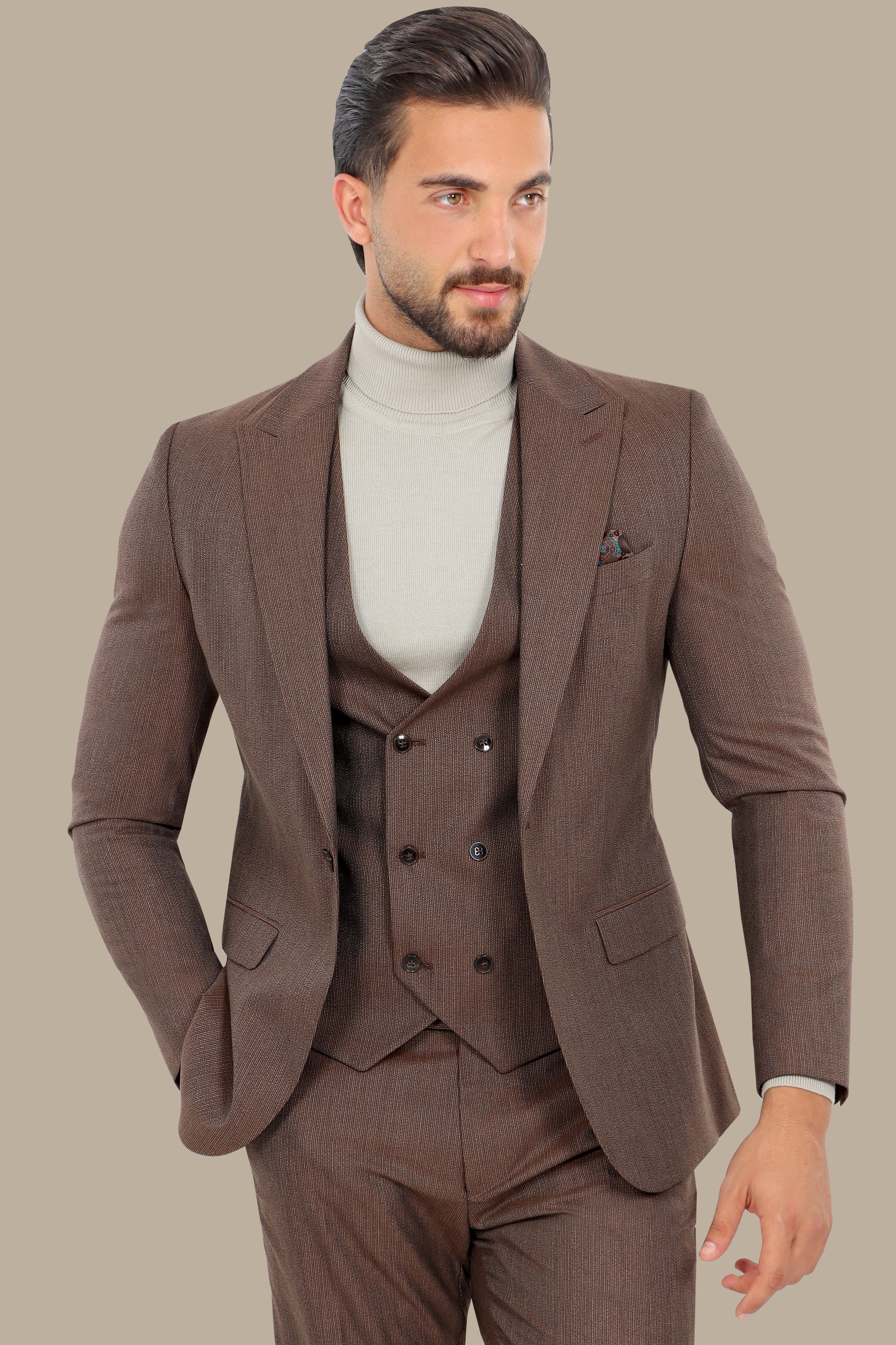 Classic Havan Stripe Peak 3-Piece Suit: Timeless Elegance in Every Thread