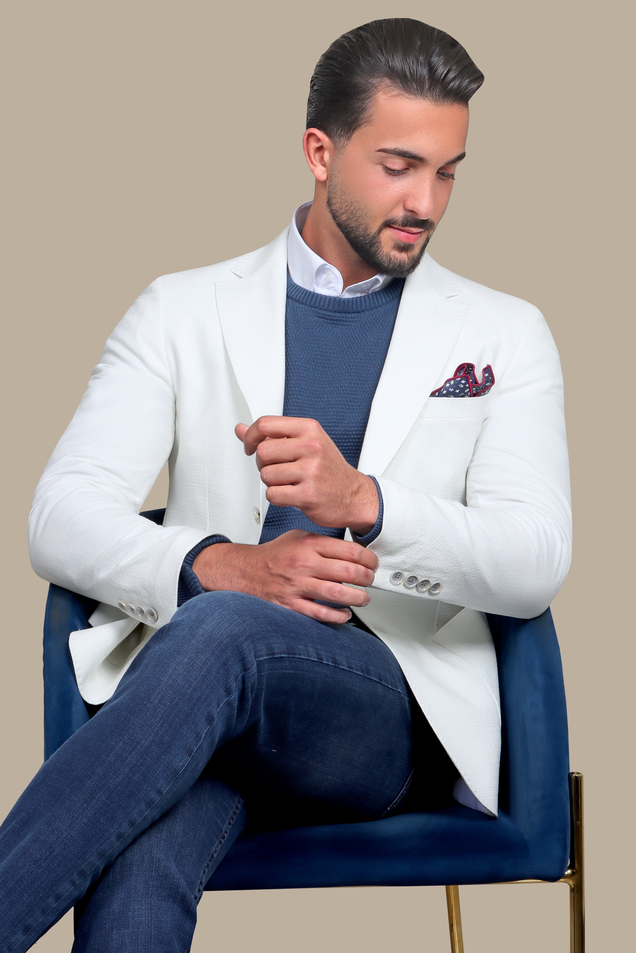 White Notch Lapel Blazer Patch