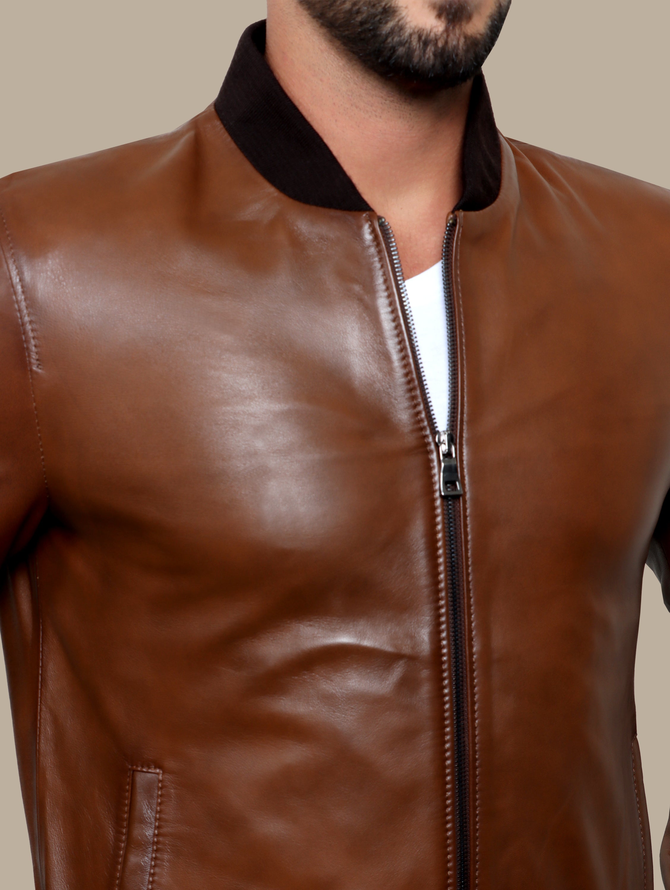 Jacket Real Leather Basic Col Mao | Havan