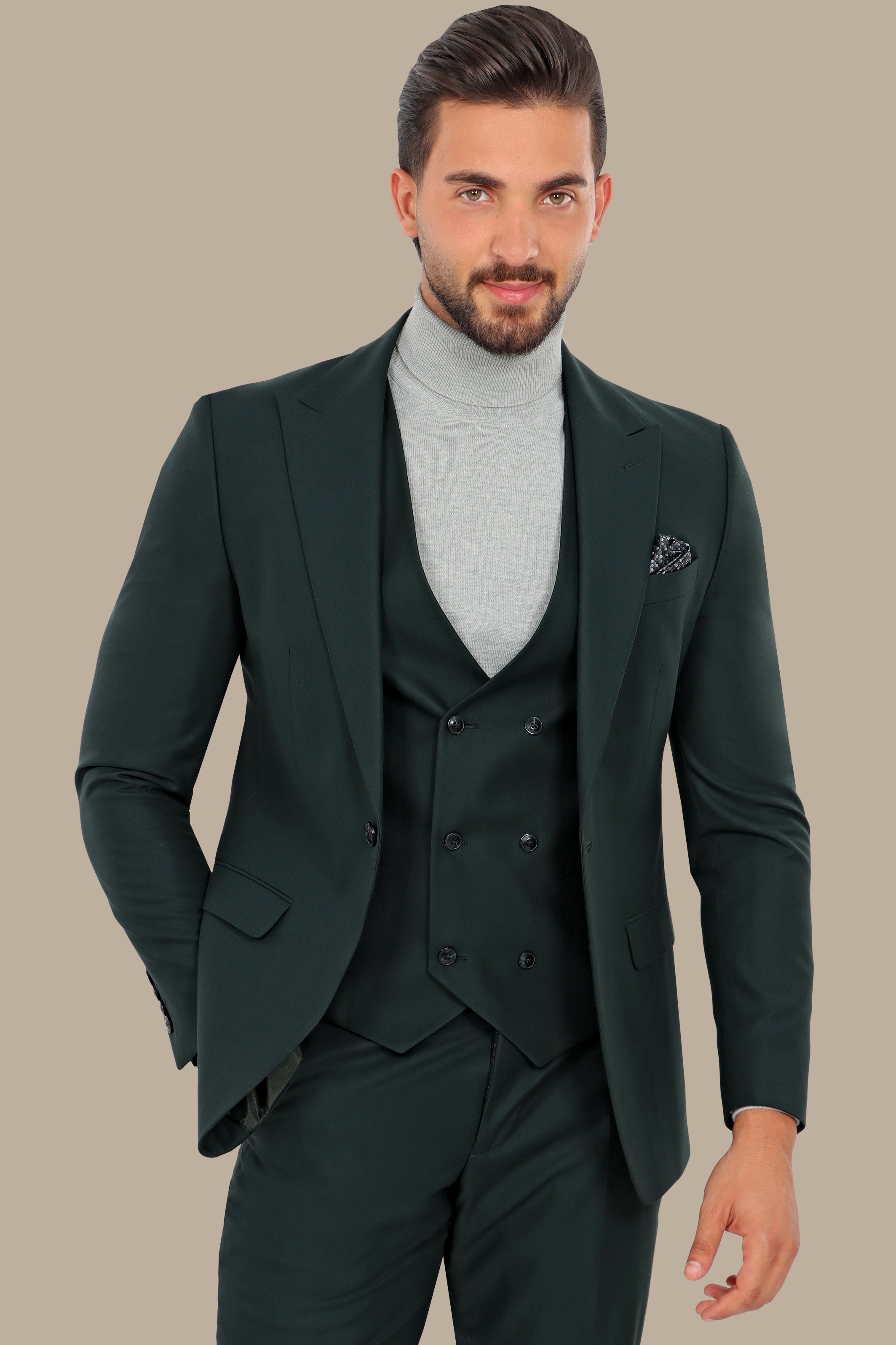 Emerald Elegance: The Peak Plain 3-Piece Green Suit