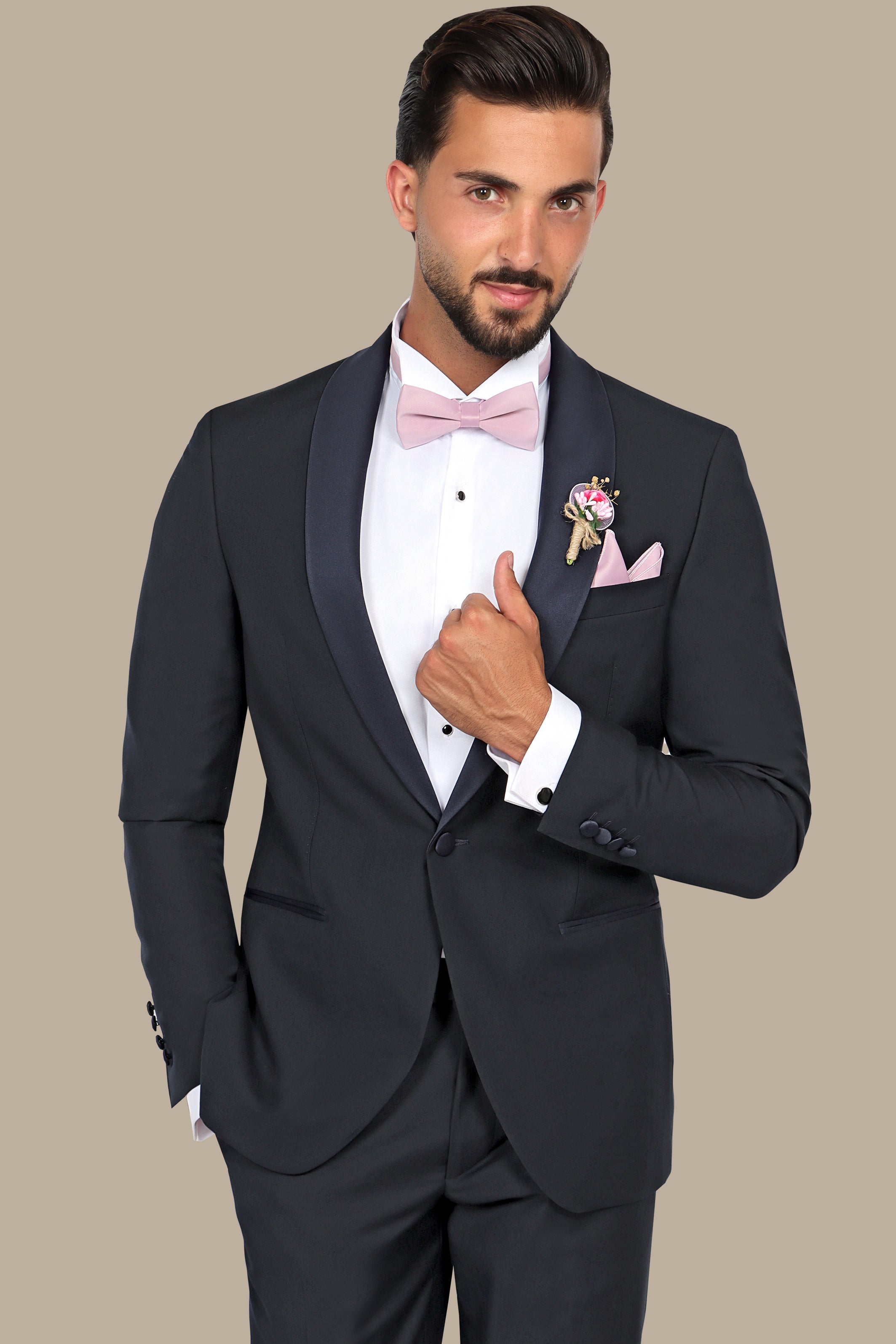 Midnight Elegance: The Navy Tuxedo with Shawl Lapel