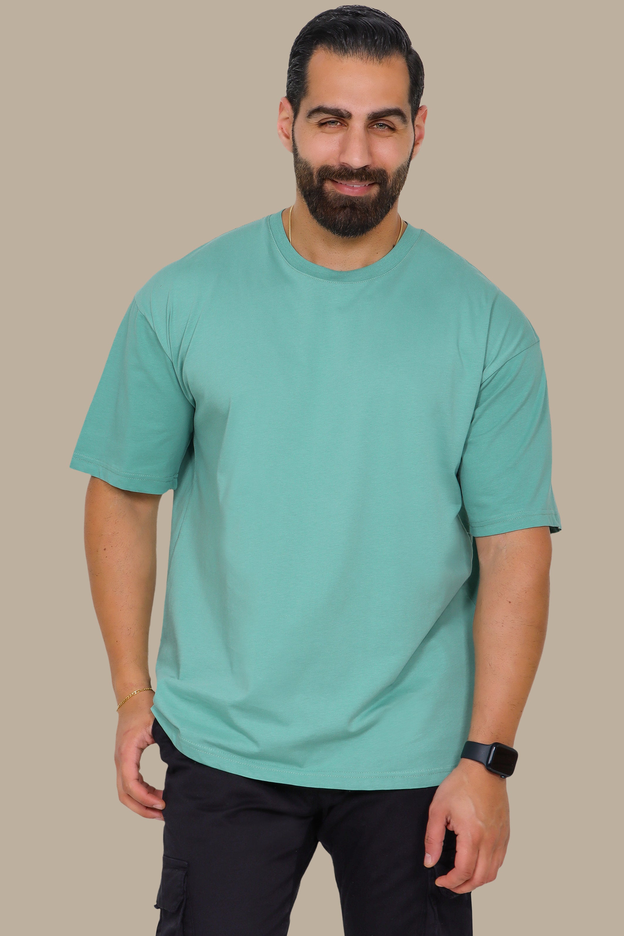 Aqua Half-Oversized Basic T-Shirt
