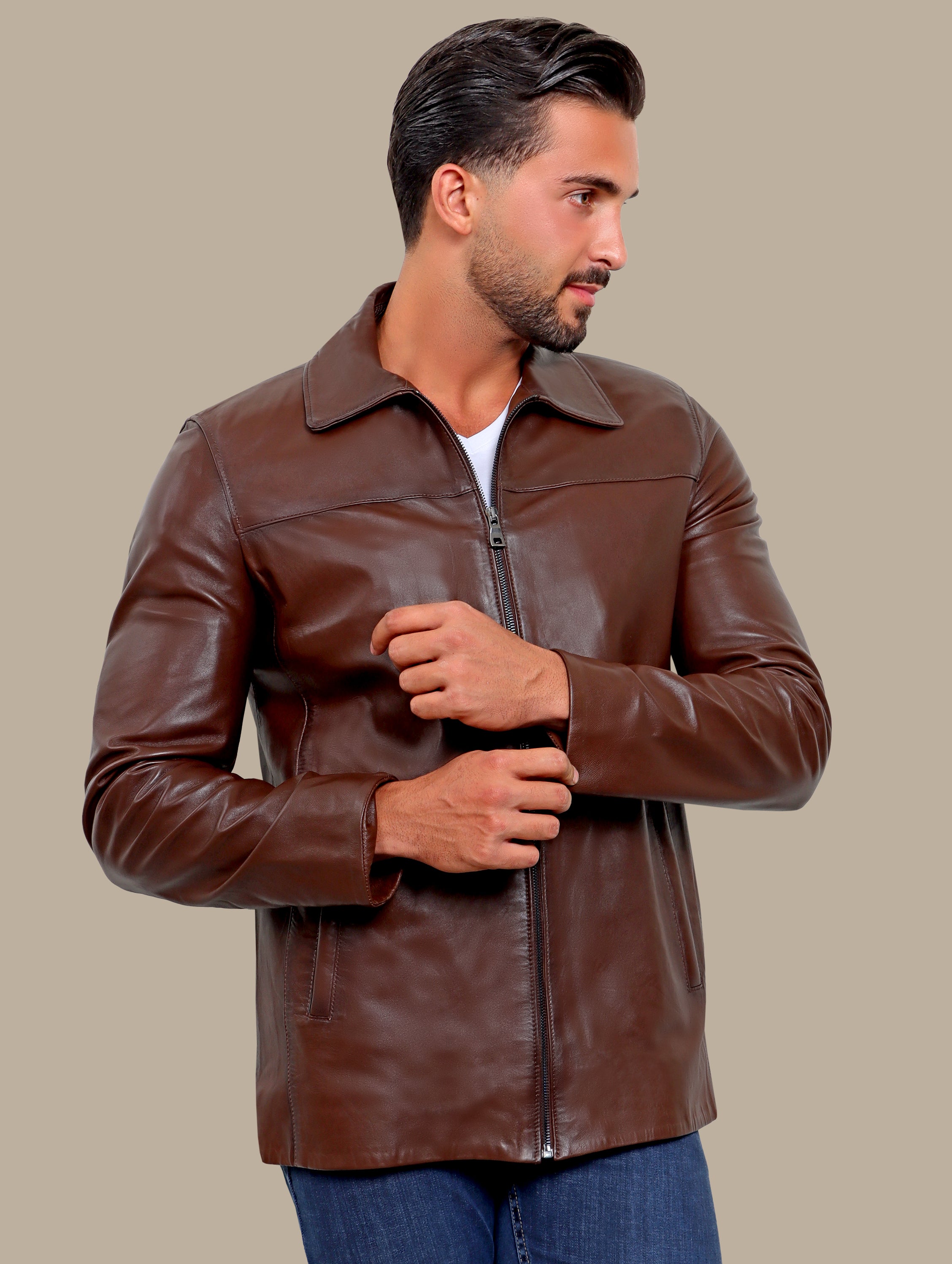 Jacket Real Leather Classic Long | Brown