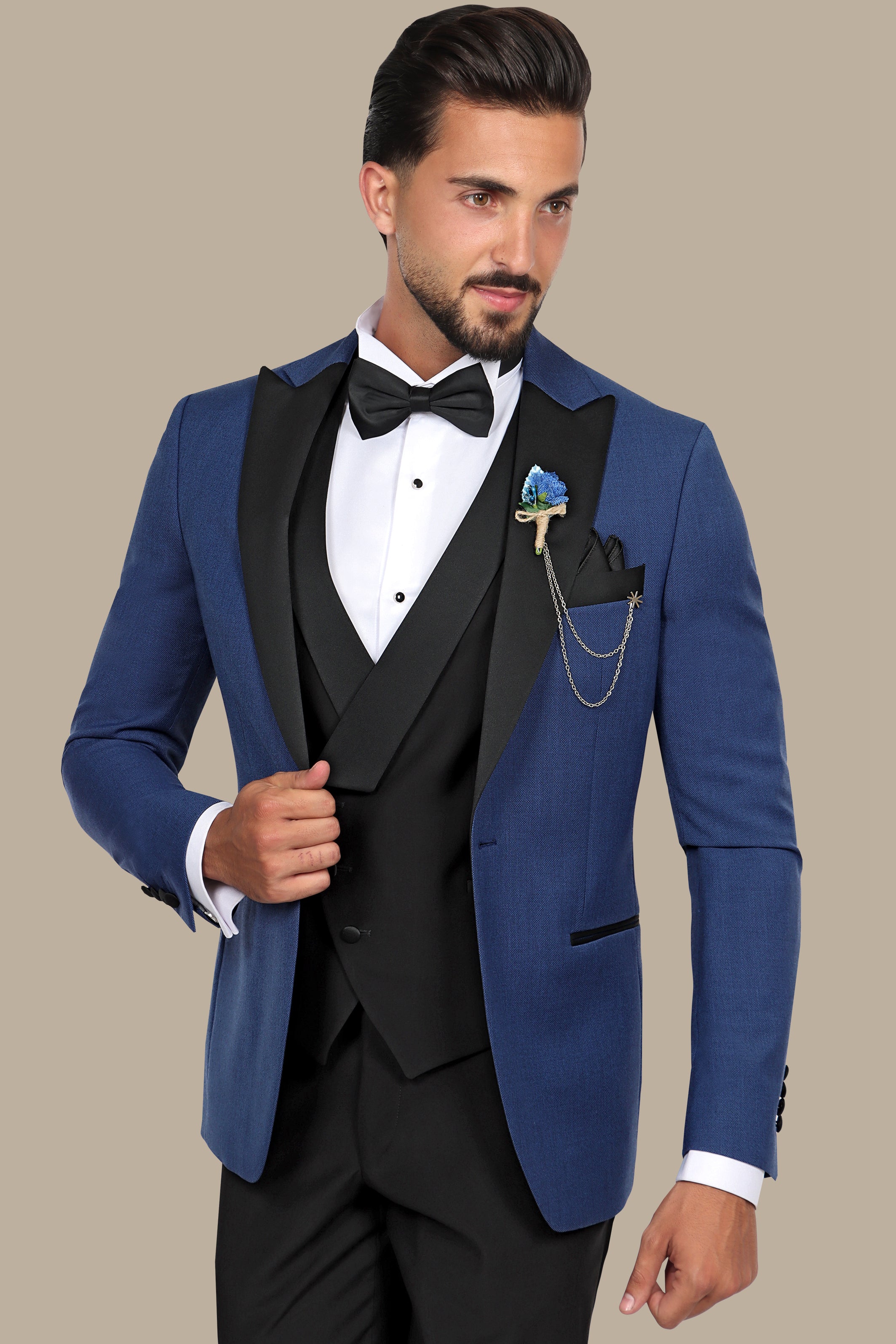 Indigo Chic: Pique Peak 3-Piece Tuxedo