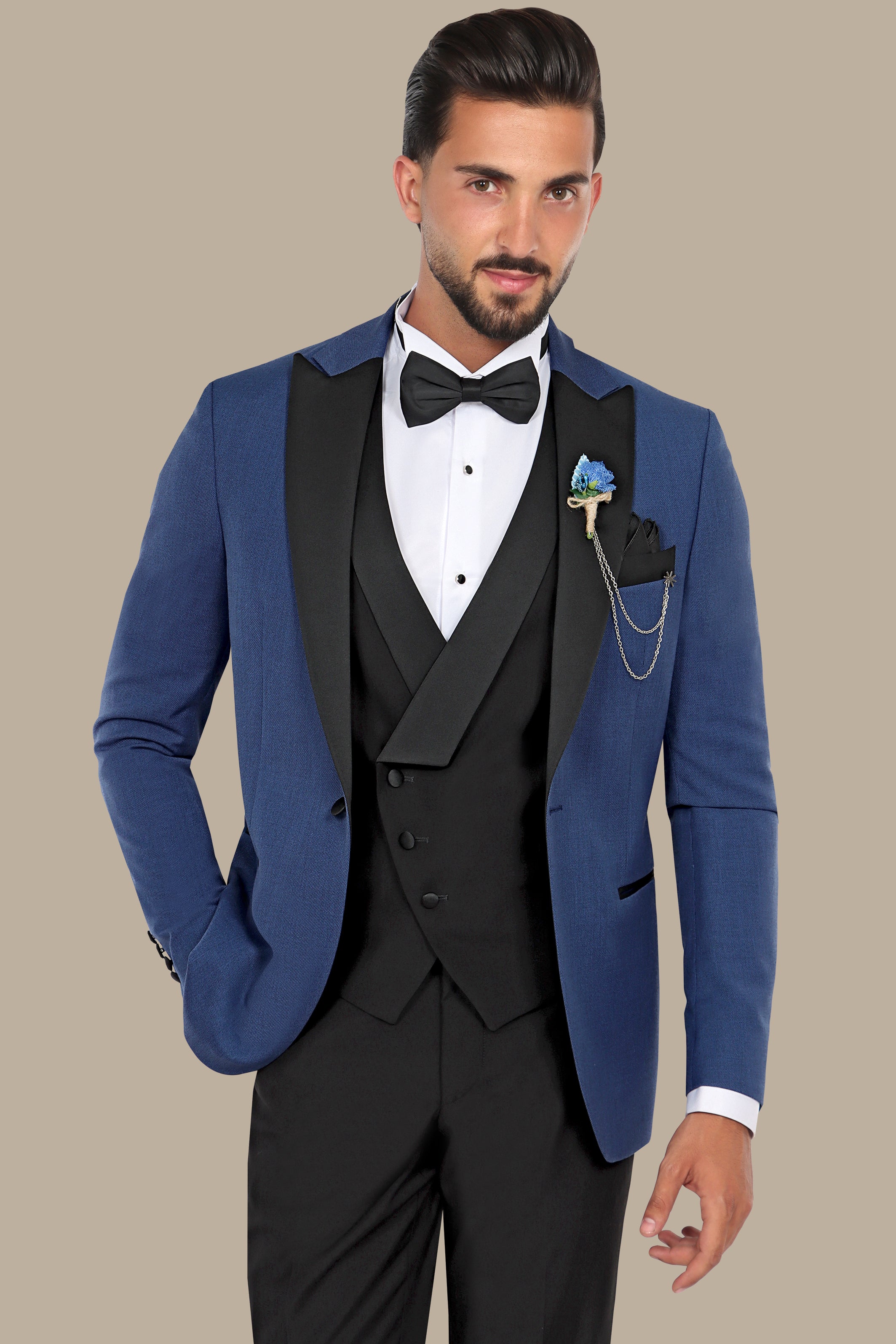 Indigo Chic: Pique Peak 3-Piece Tuxedo