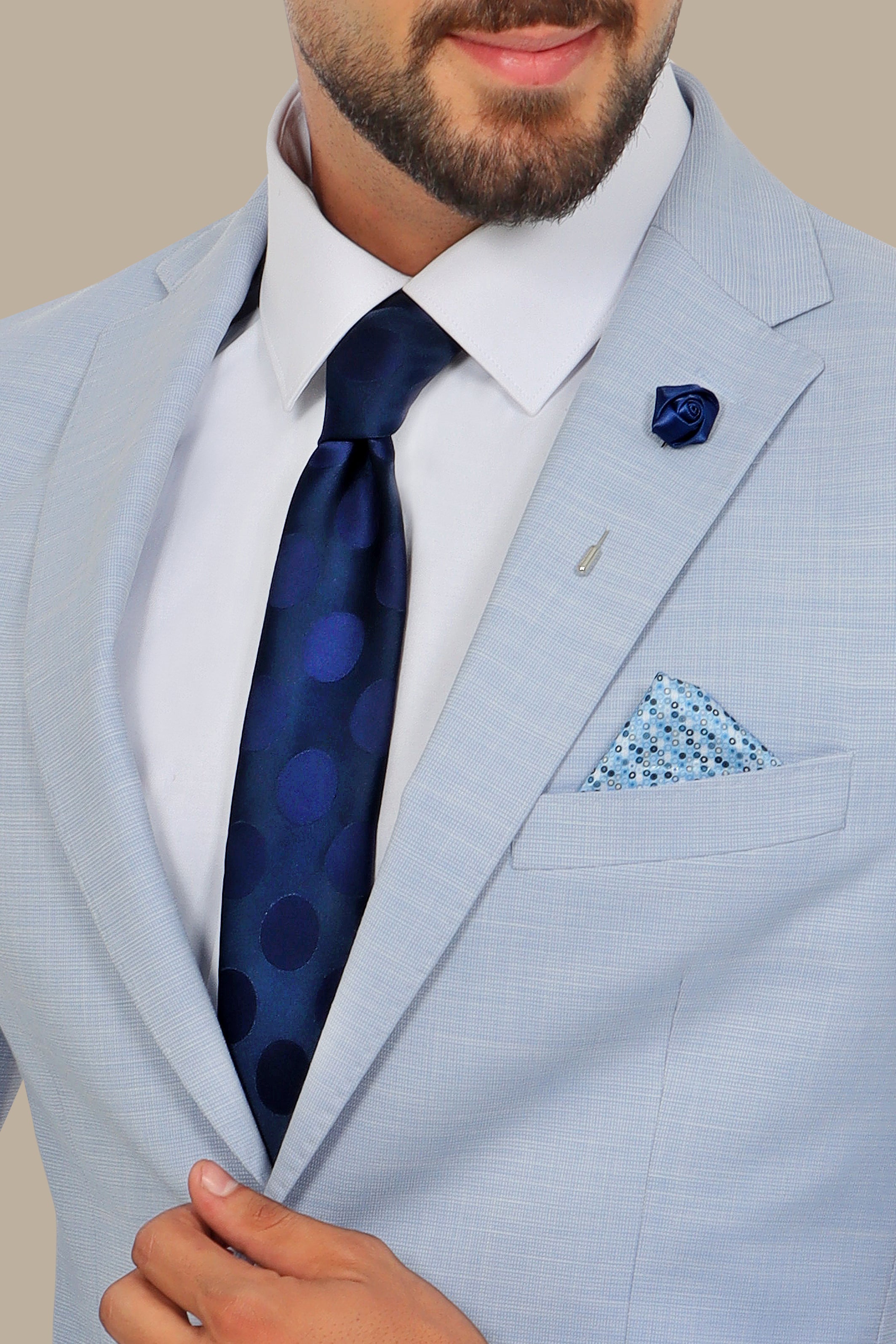 Light Blue 2 pcs Fil a Fil Notch Suit