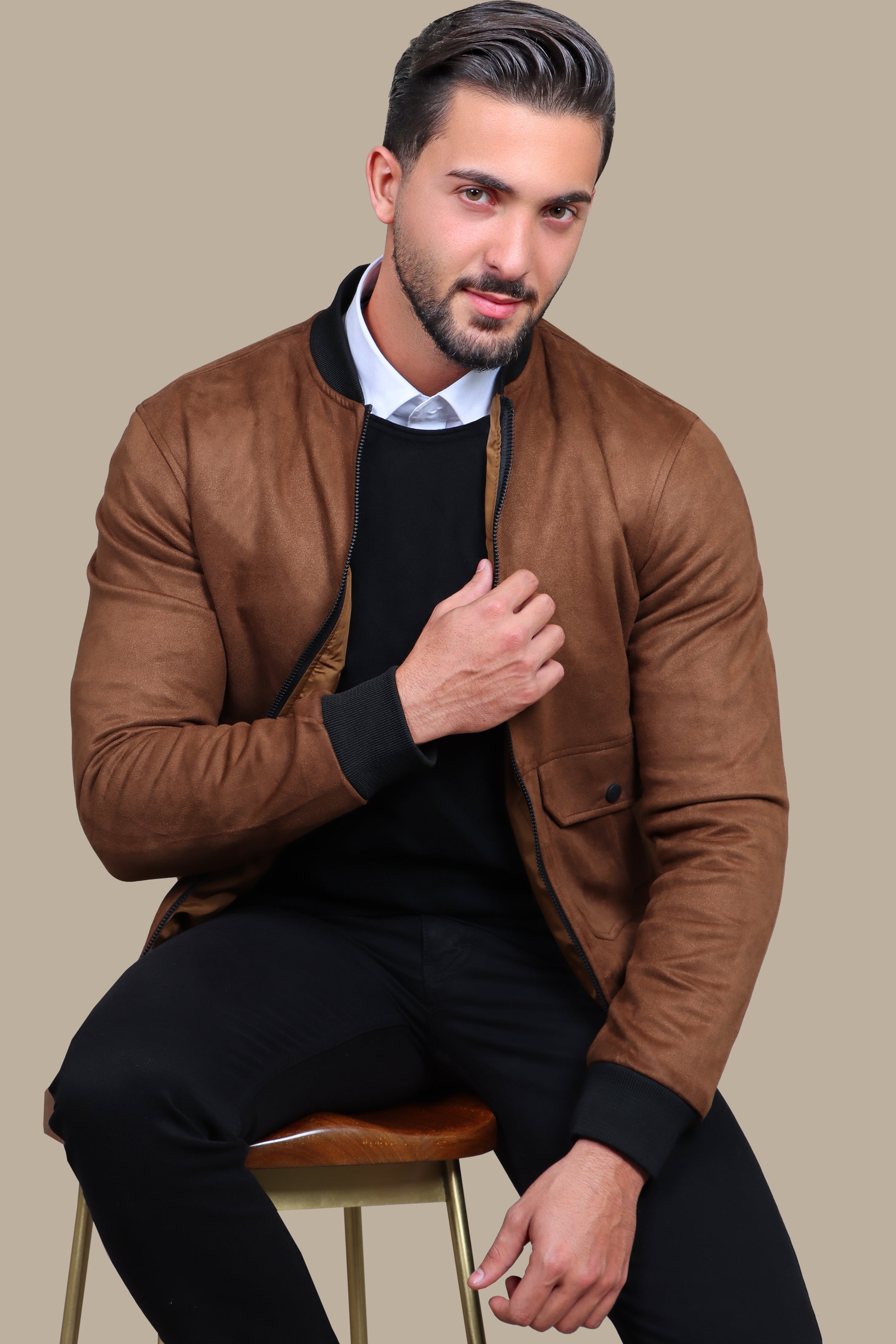 Havane Harmony: Col Mao Blouson Jacket