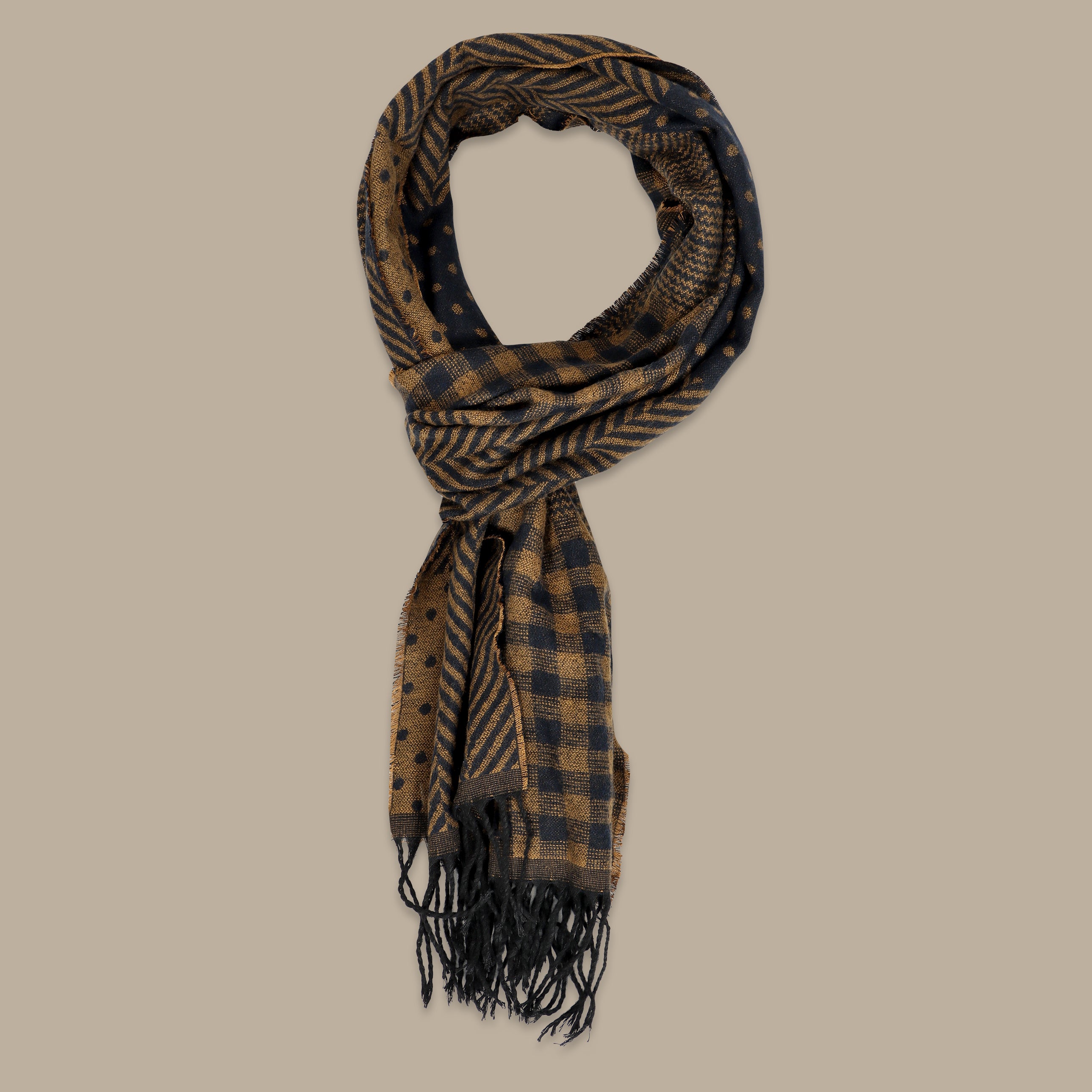 Havané Scarf with Mixed Navy Pattern