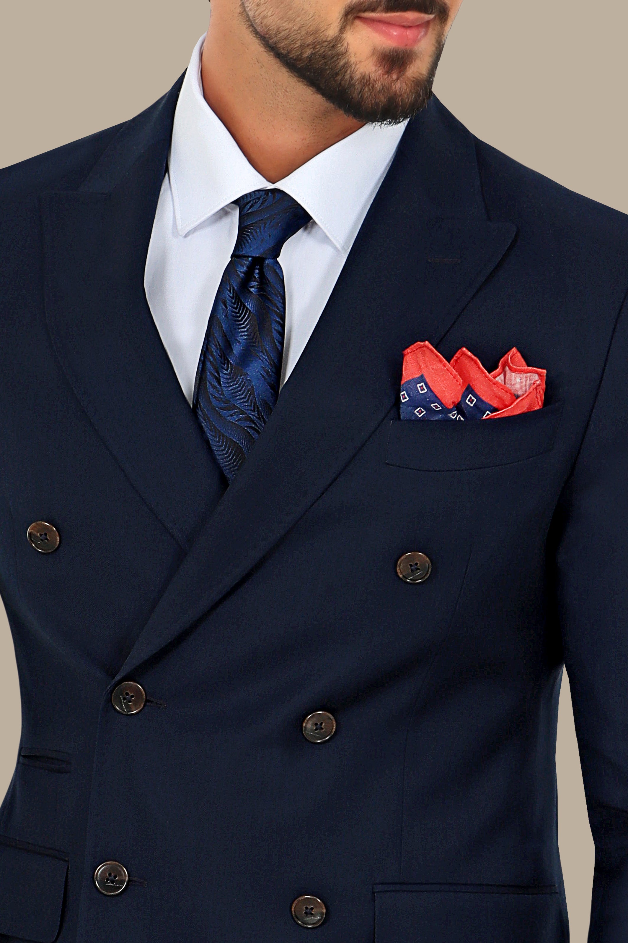 Navy Double-Breasted Basic Blazer