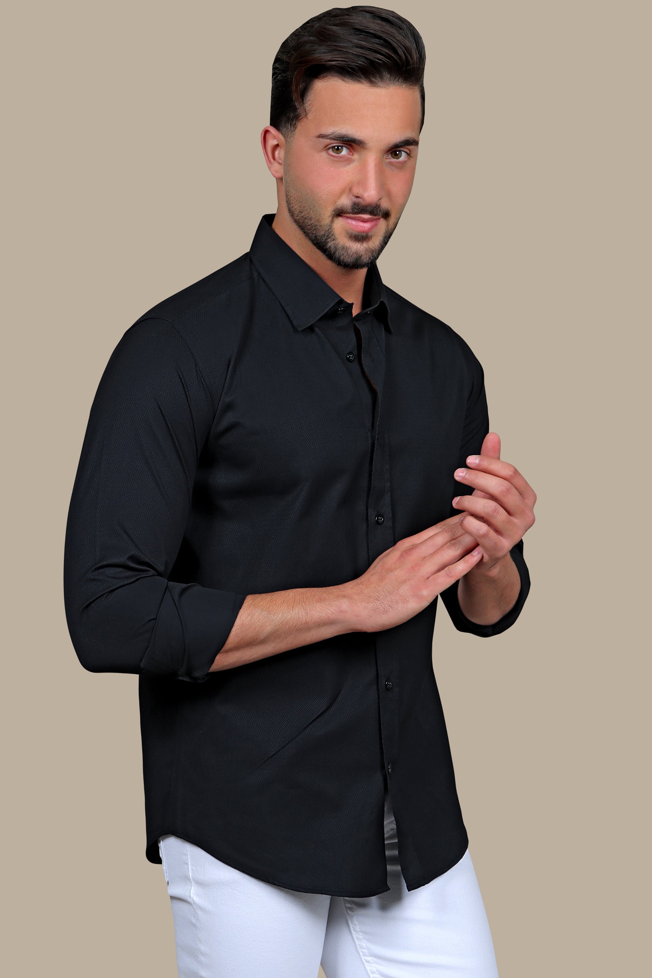 Midnight Elegance: Timeless Black Shirt