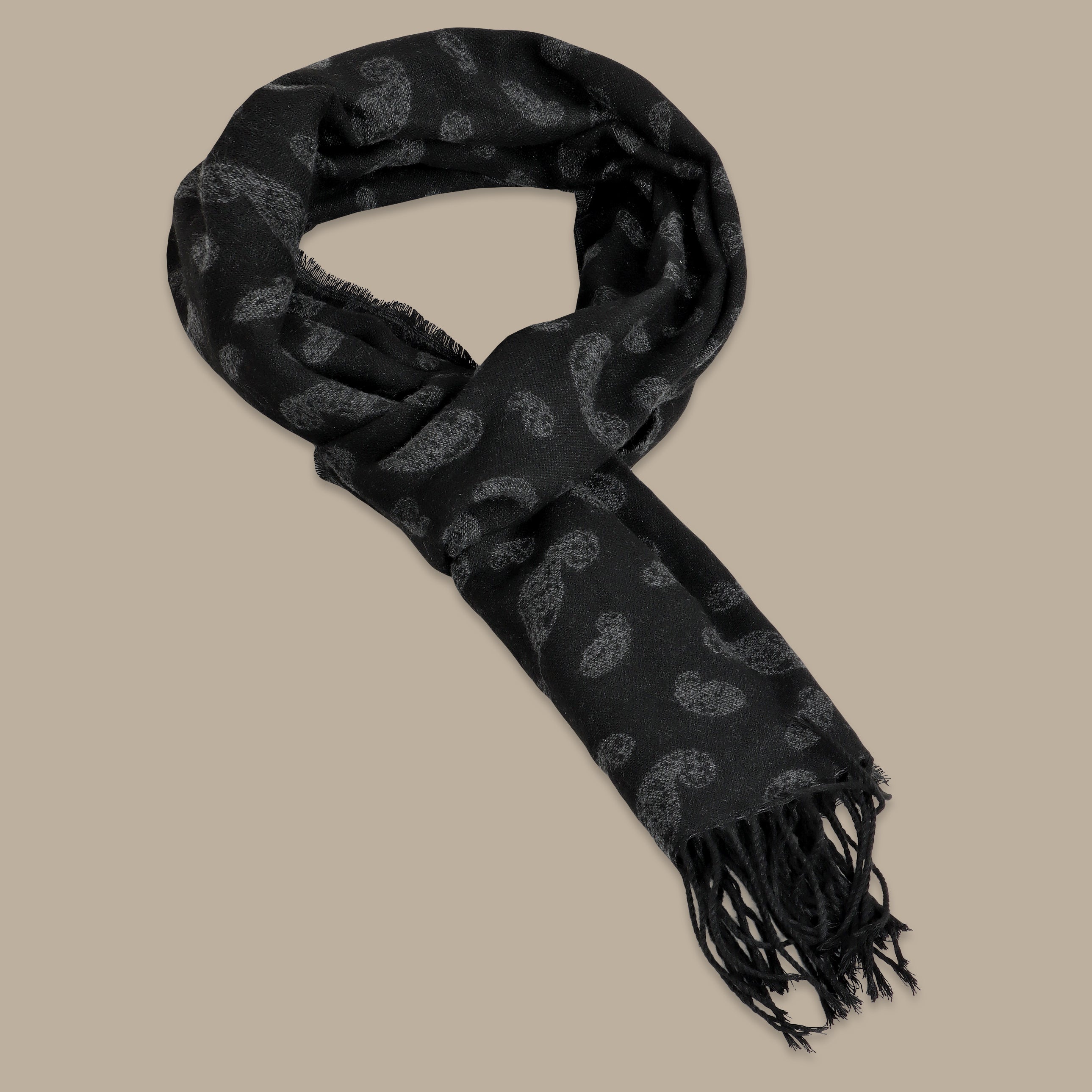 Black Printed Cashmere Scarf