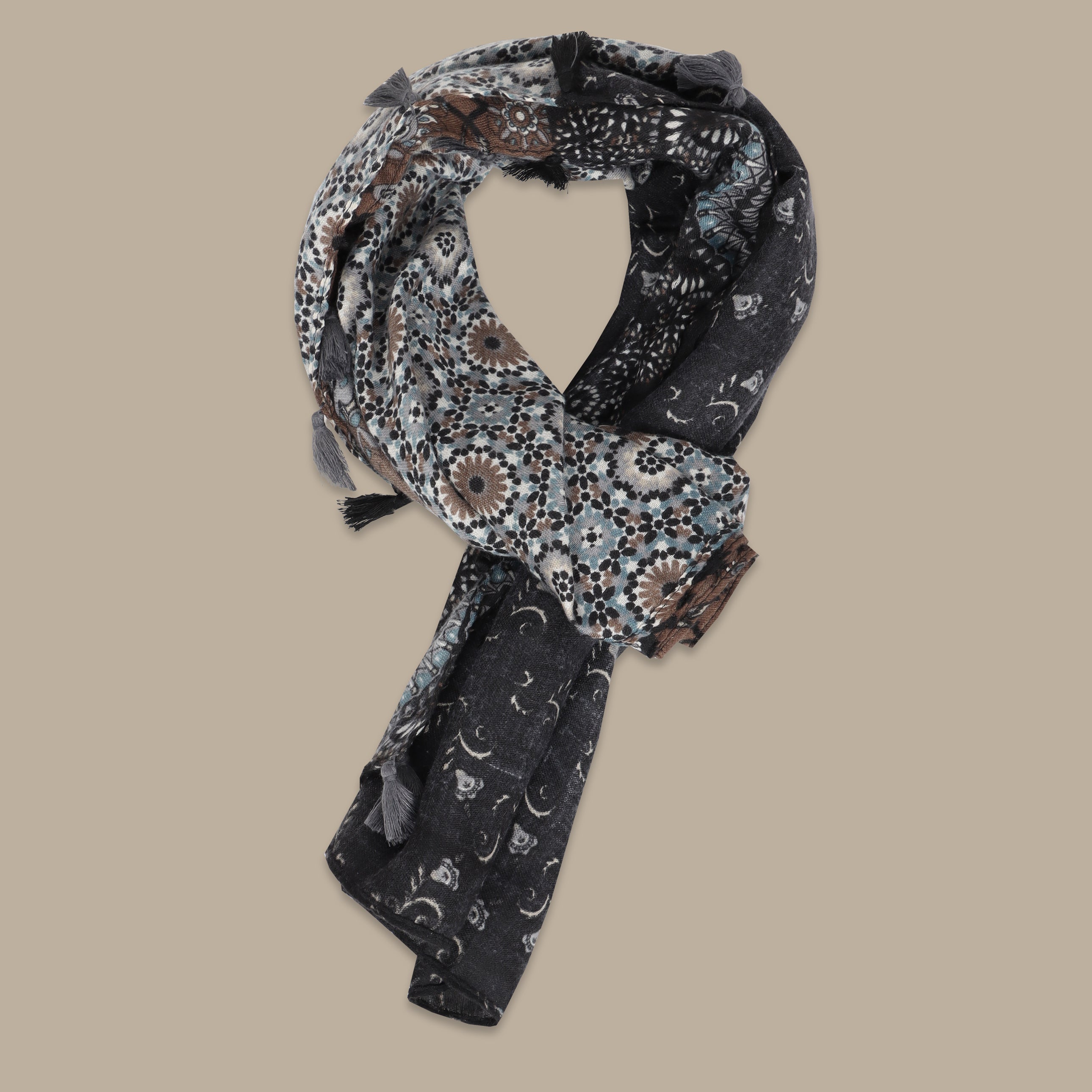 Scarf Printed Arabic Art Black