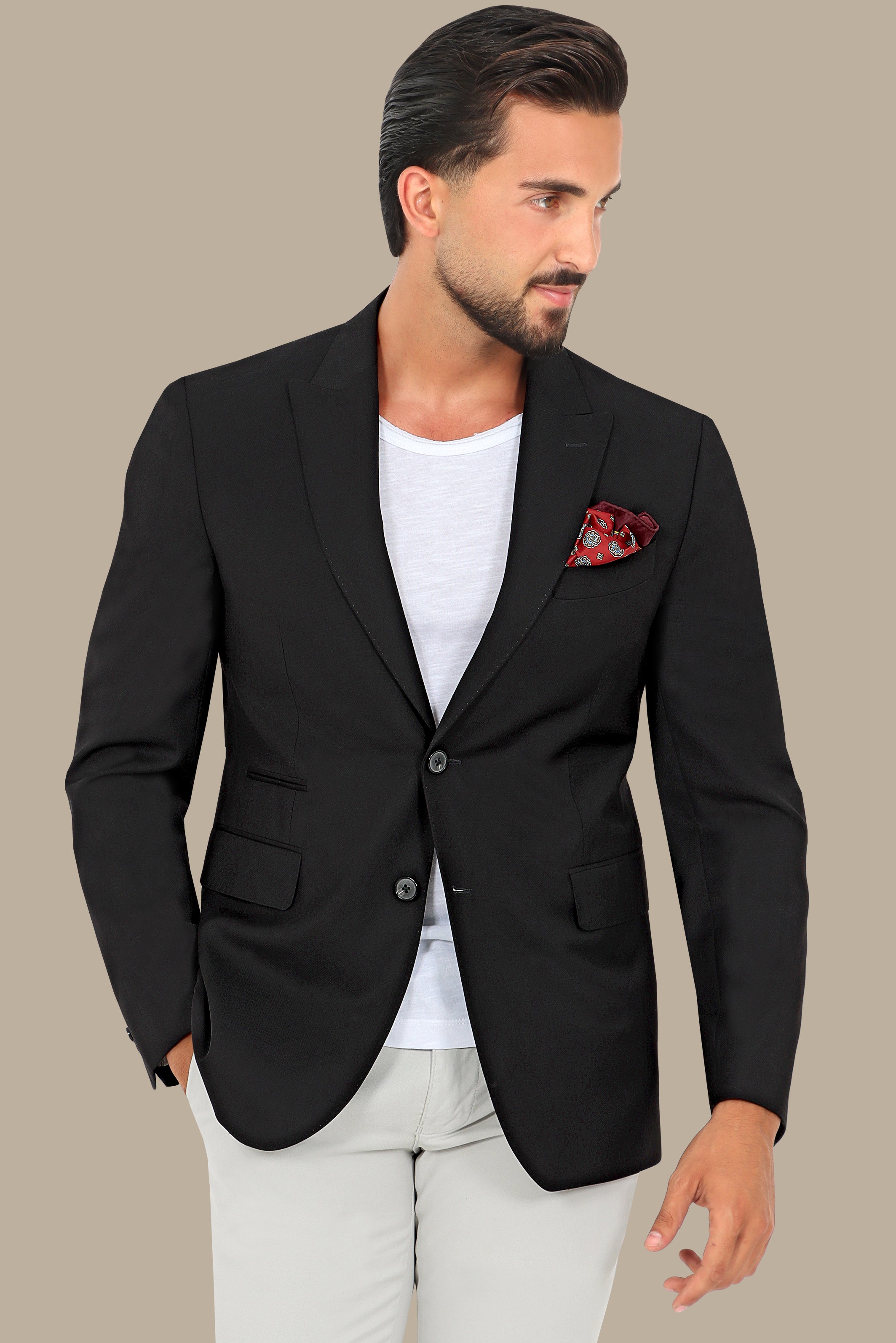 Black Peak Lapel Structured Blazer