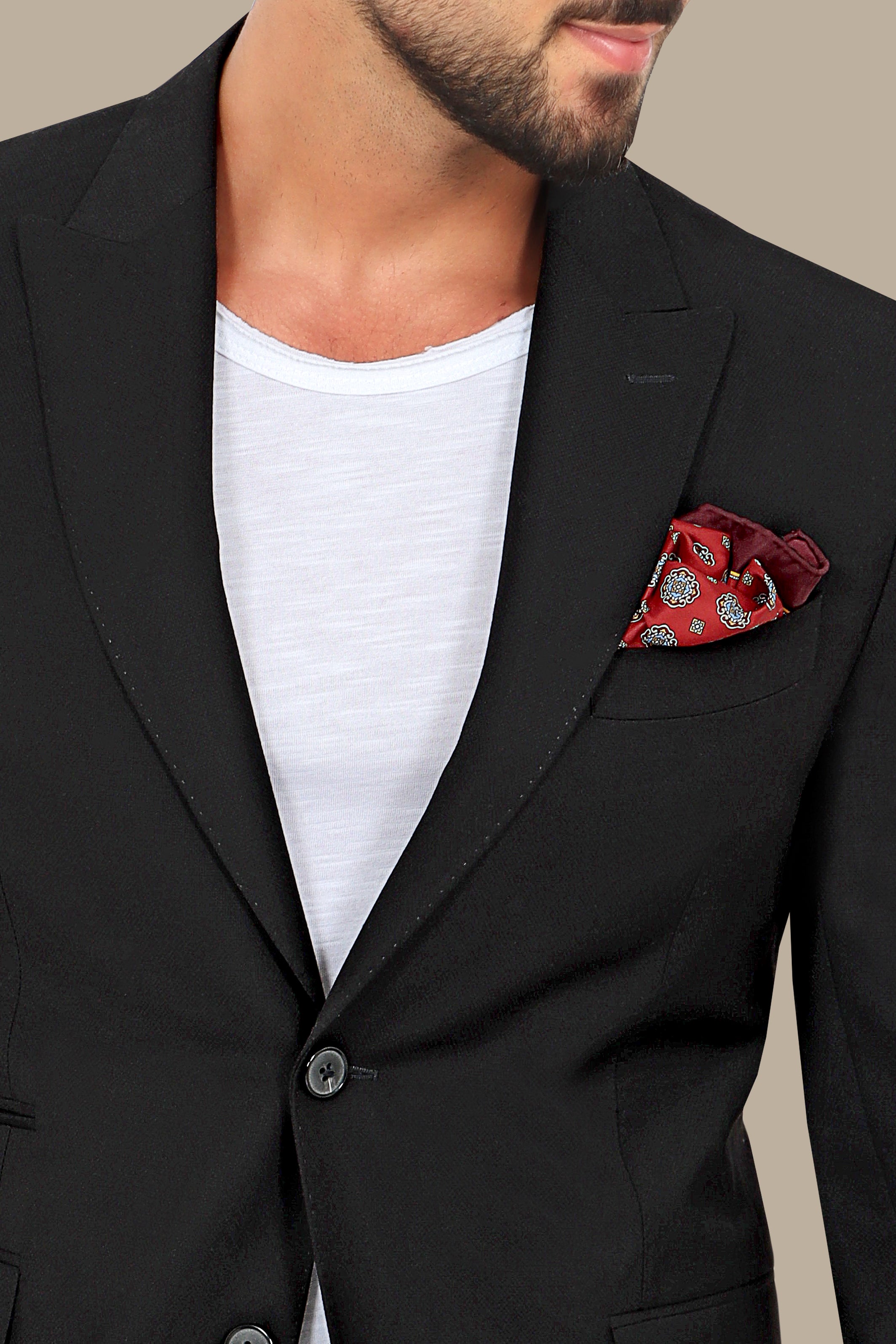 Black Peak Lapel Structured Blazer