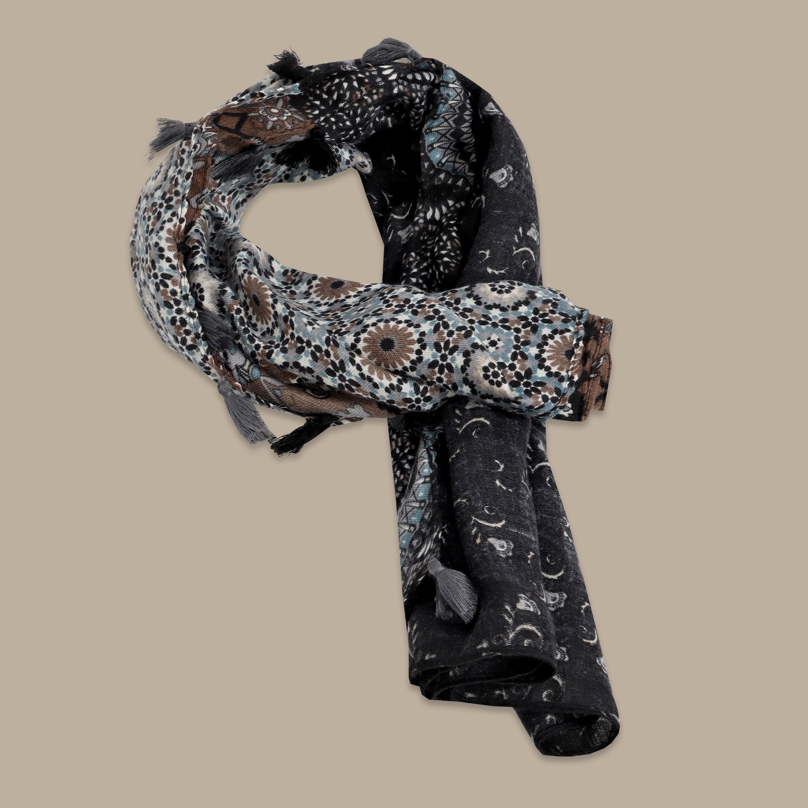 Scarf Printed Arabic Art Black