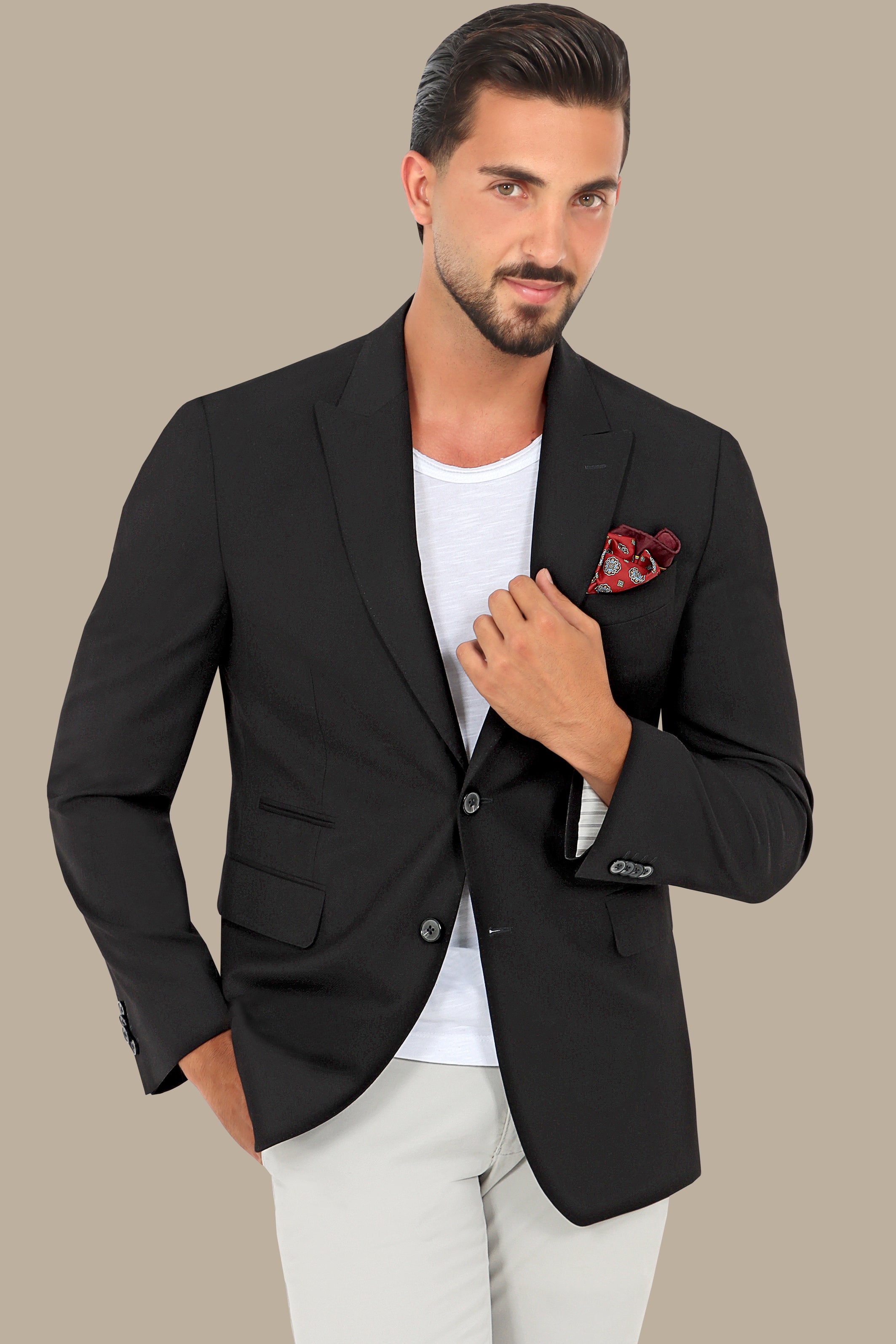 Black Peak Lapel Structured Blazer