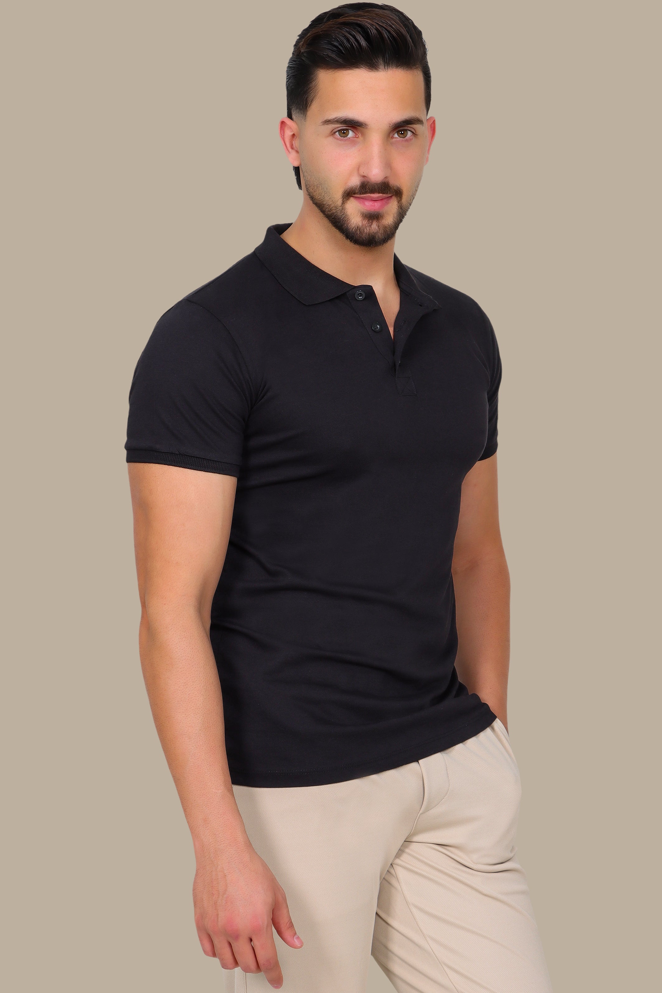 Black Basic Plain Polo Shirt
