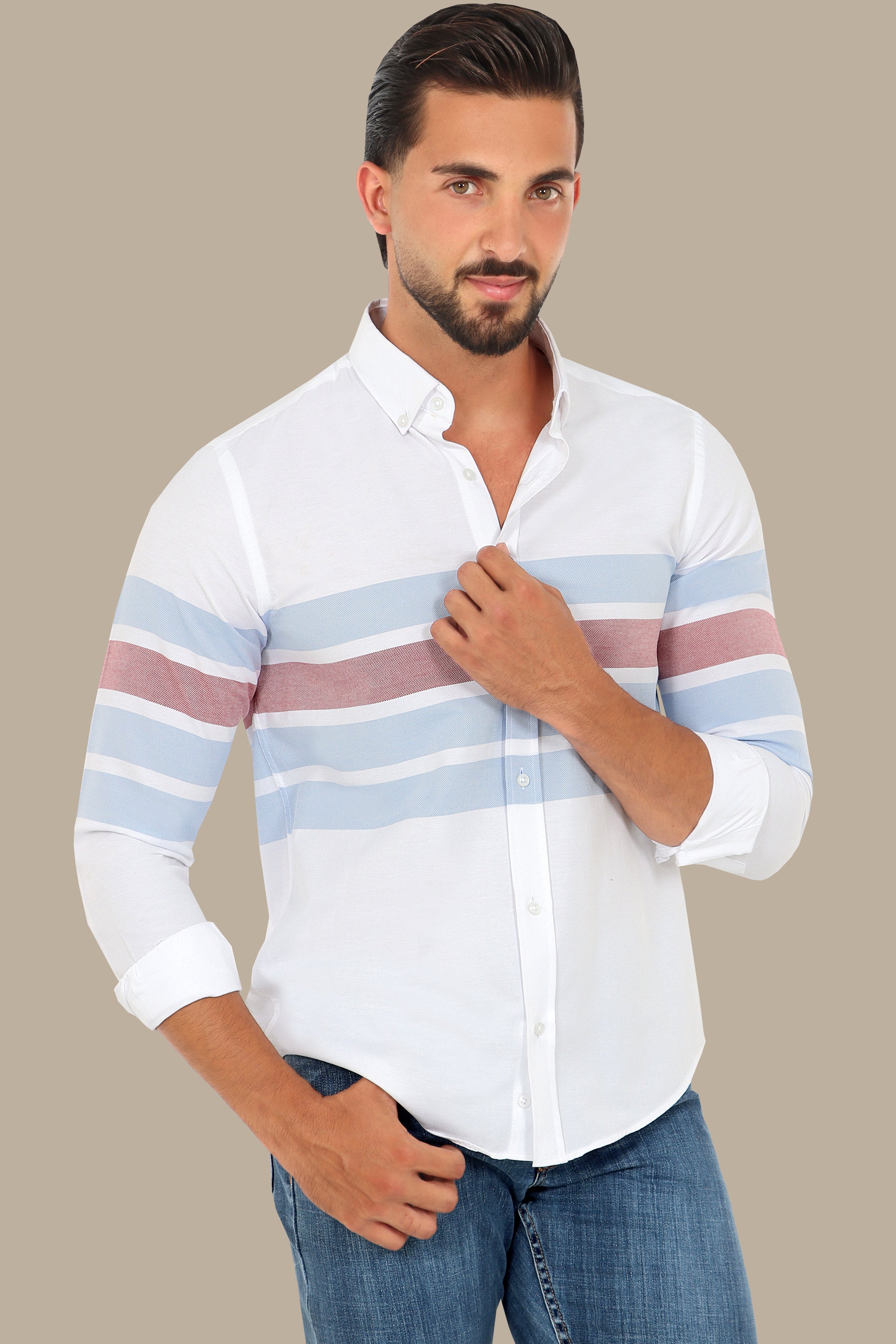 Ocean Breeze: Blue Wide Striped Shirt