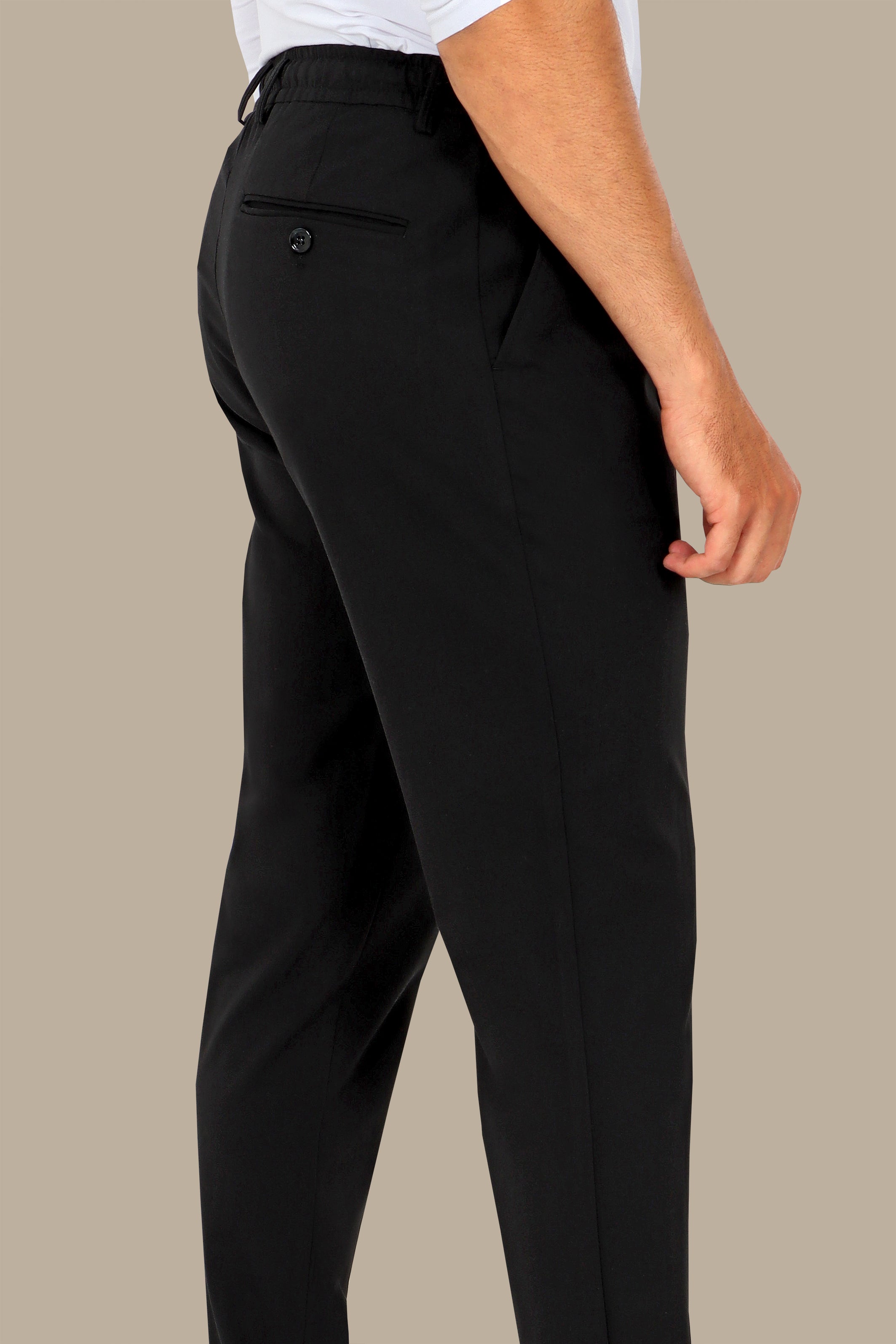 Black Parachute Pants with Elastic Waistband