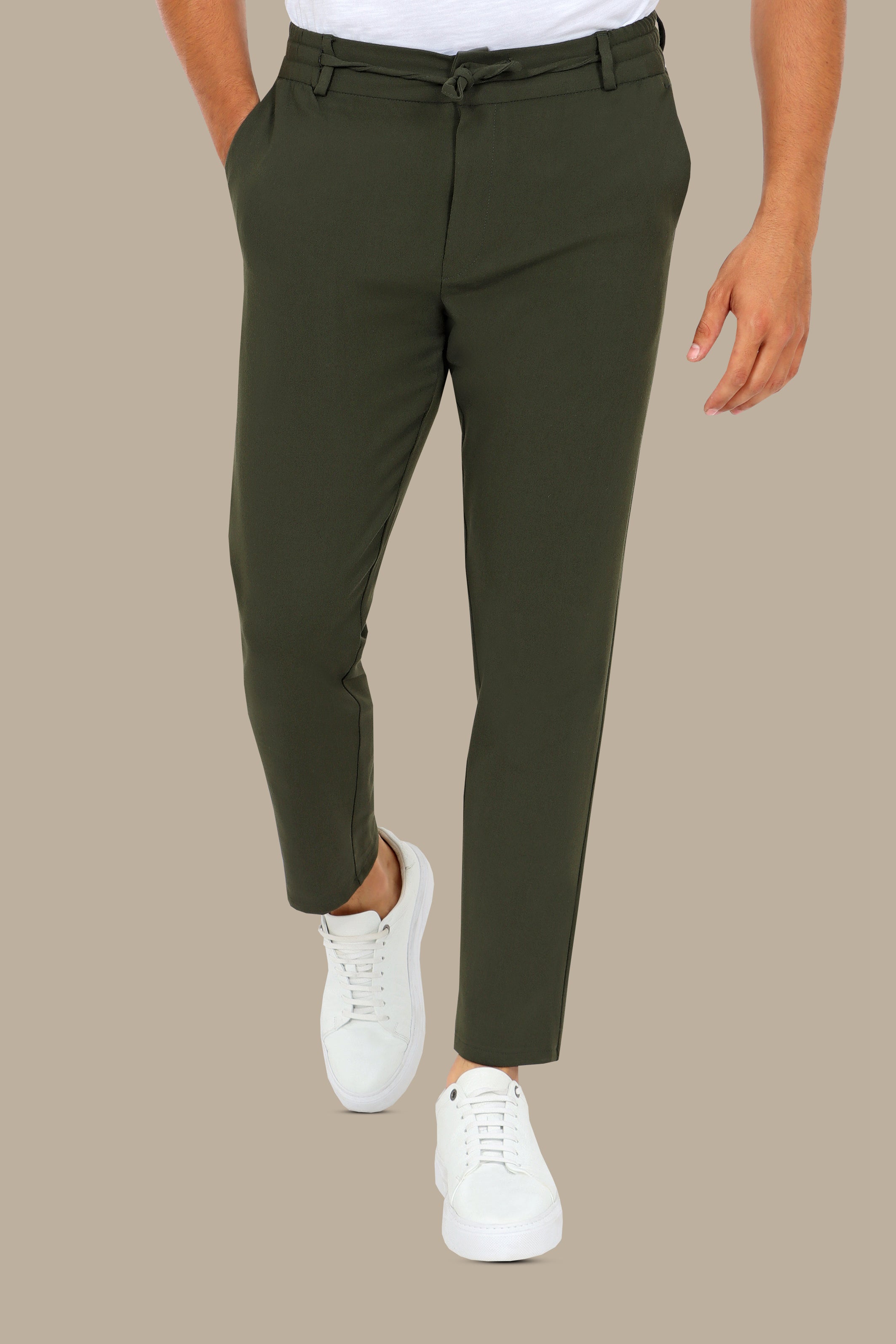 Khaki Basic Jogger with Elastic Band