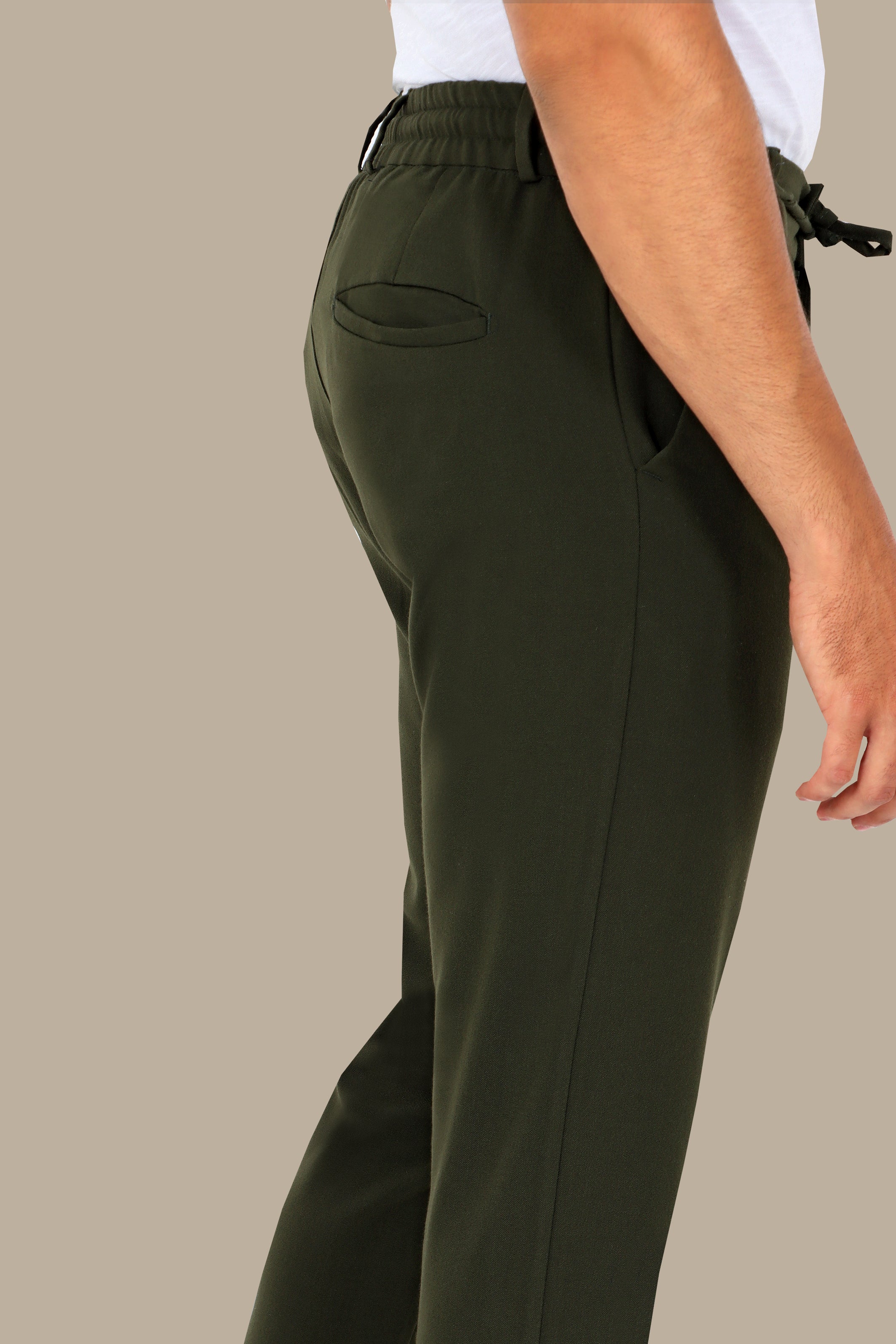 Khaki Basic Jogger with Elastic Band