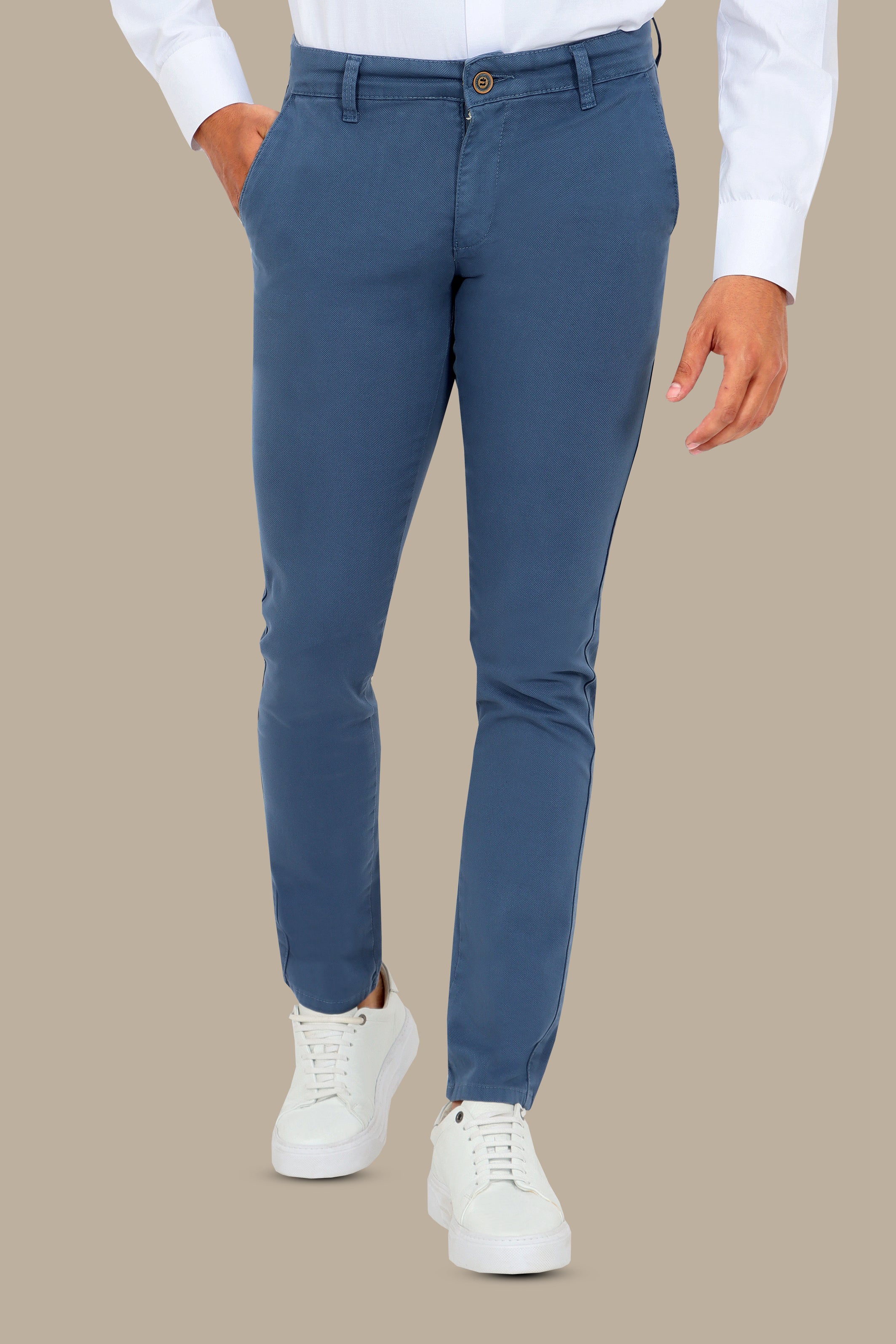 Light Blue Slim Fit Oxford Chinos