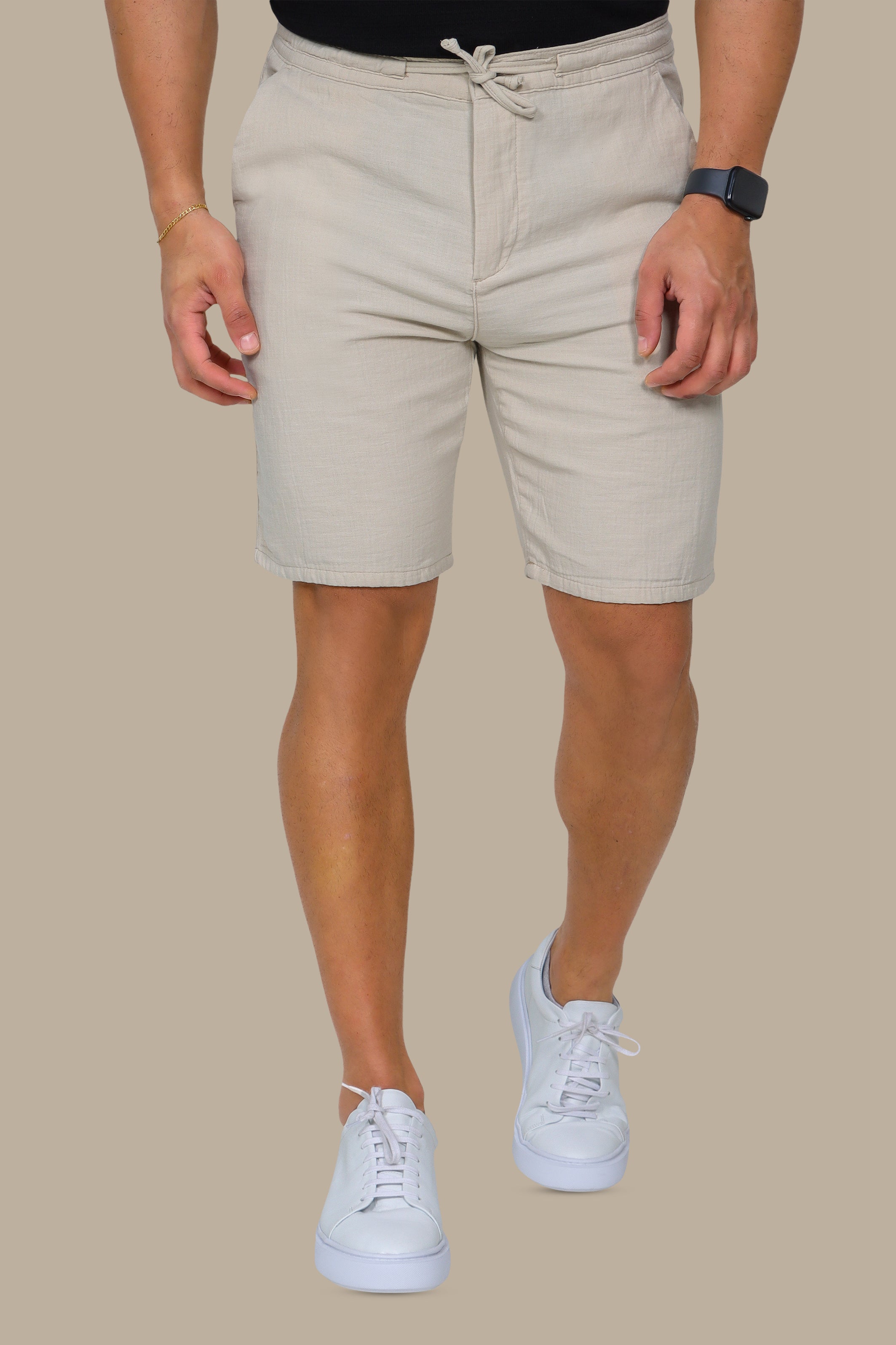 Beige Linen Basics: Essential Shorts