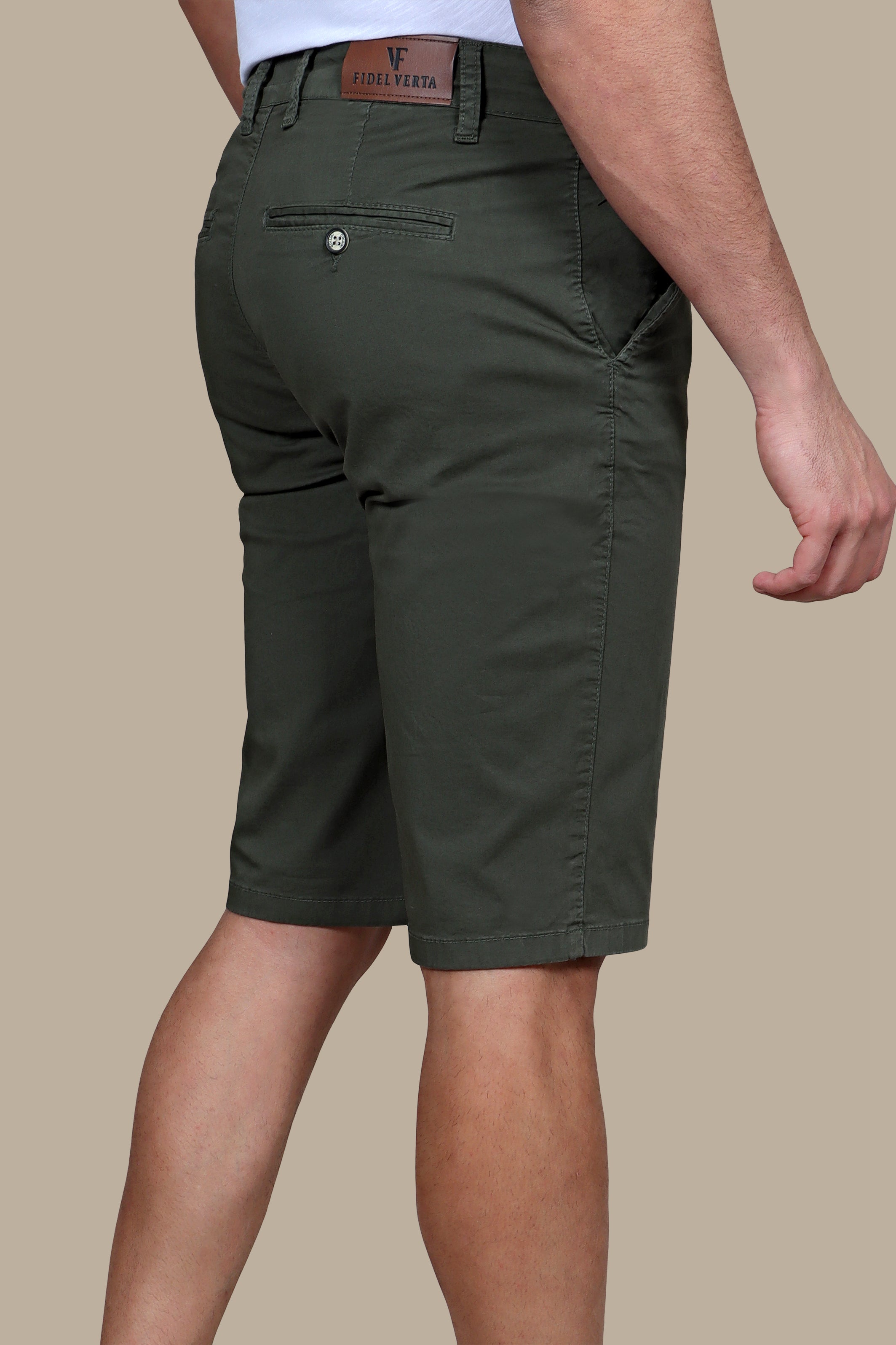 Green Plain Slim Fit Chino Shorts