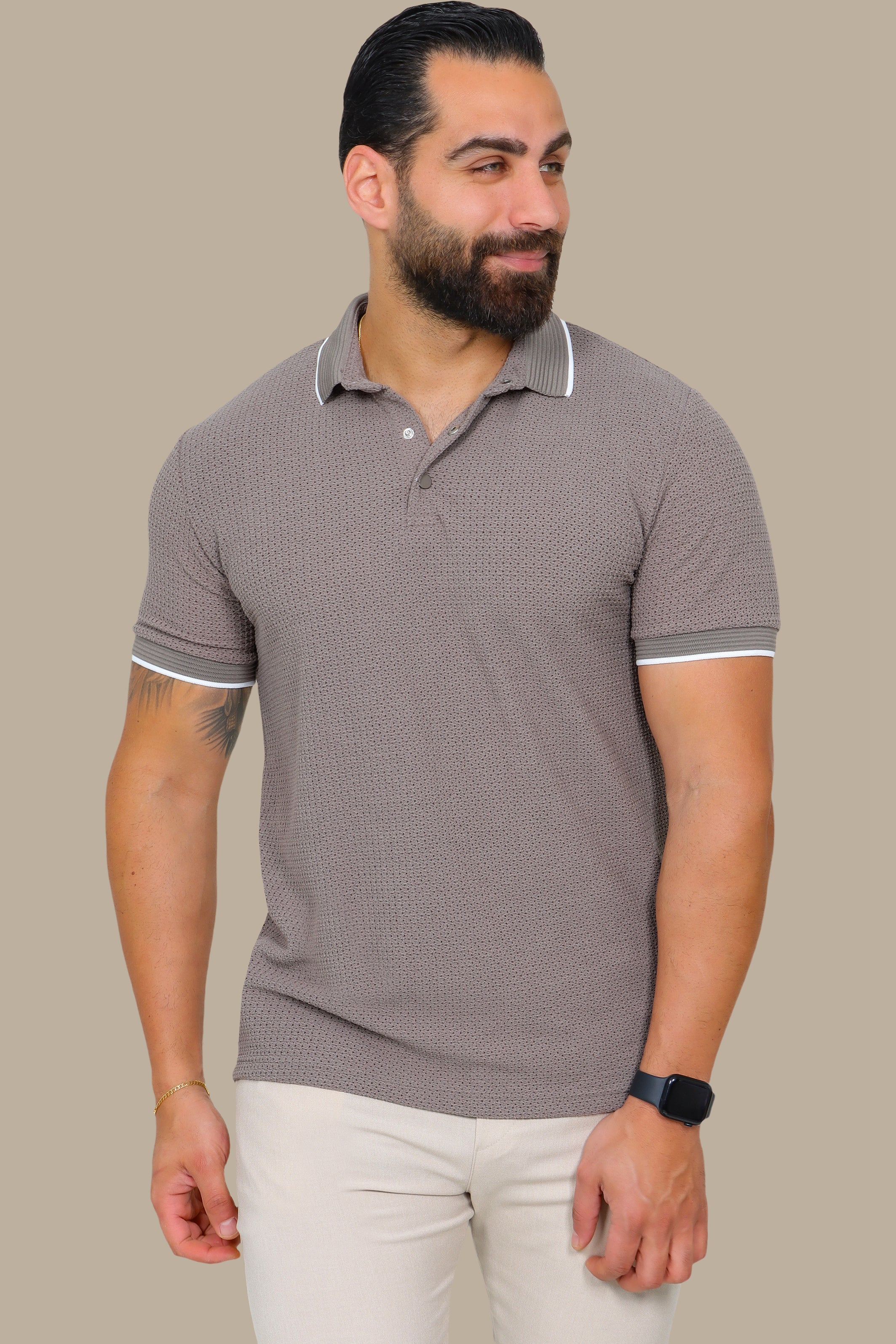 Olive Short-Sleeve Polo in Breathable Fabric