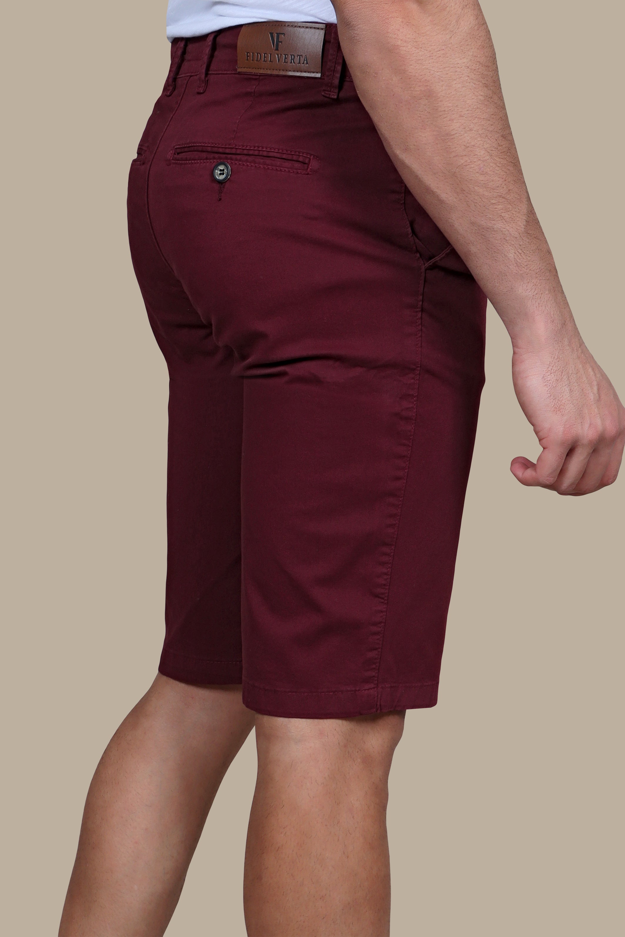 Burgundy Elegance: Tailored Slim Chino Shorts