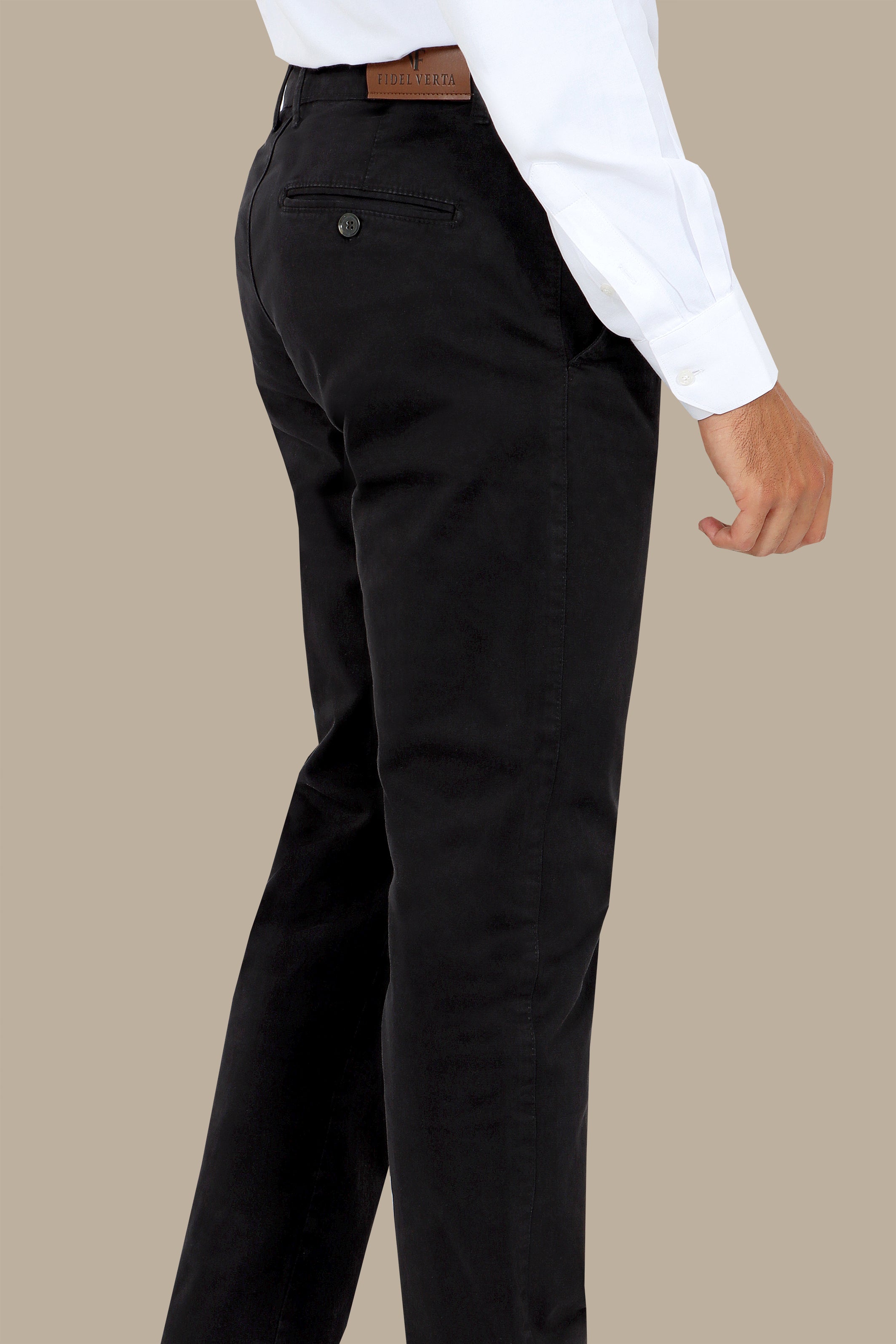 Black Regular Fit Plain Chinos