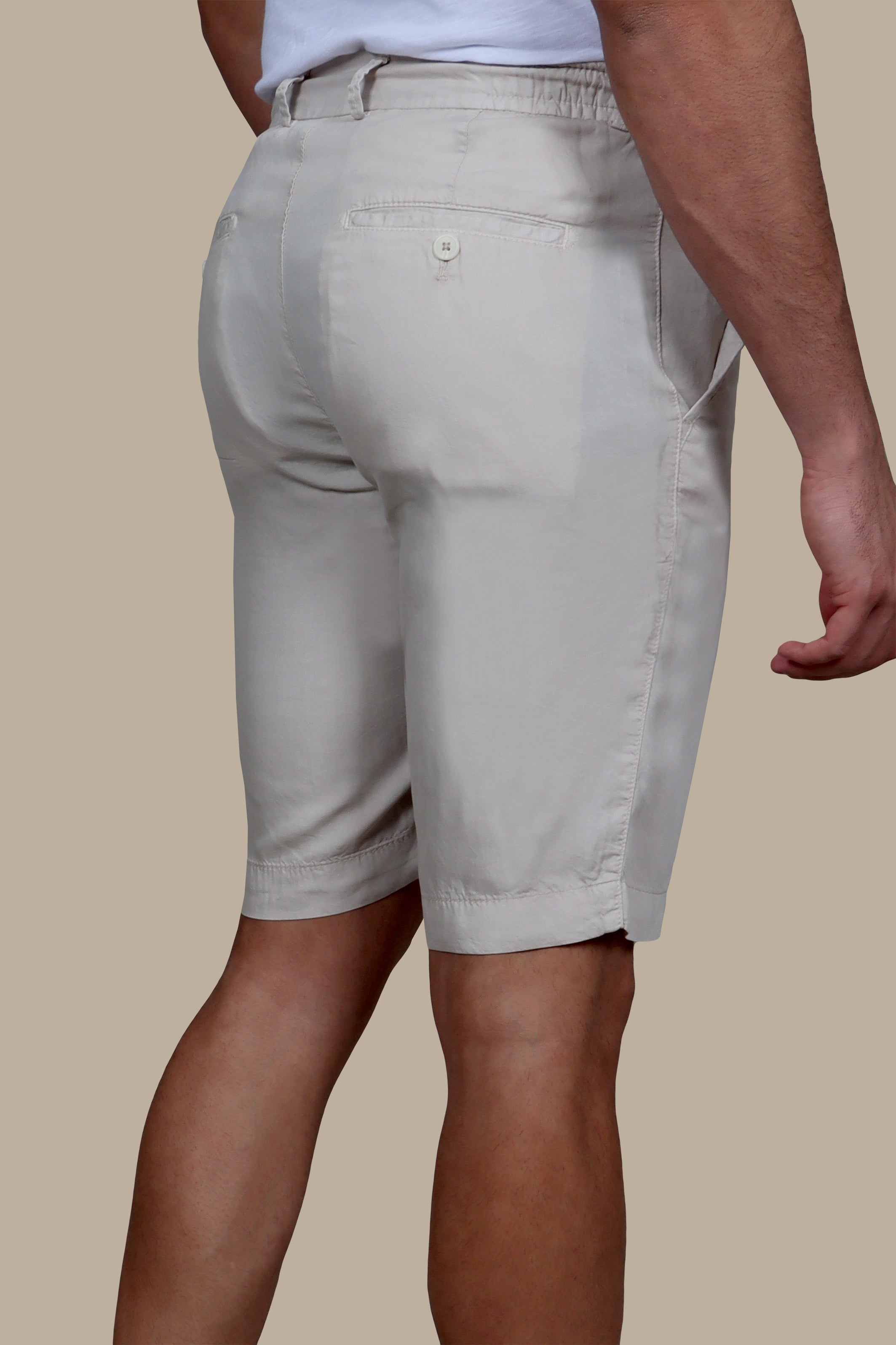 Short Tencel With Elastic Band | Light Beige