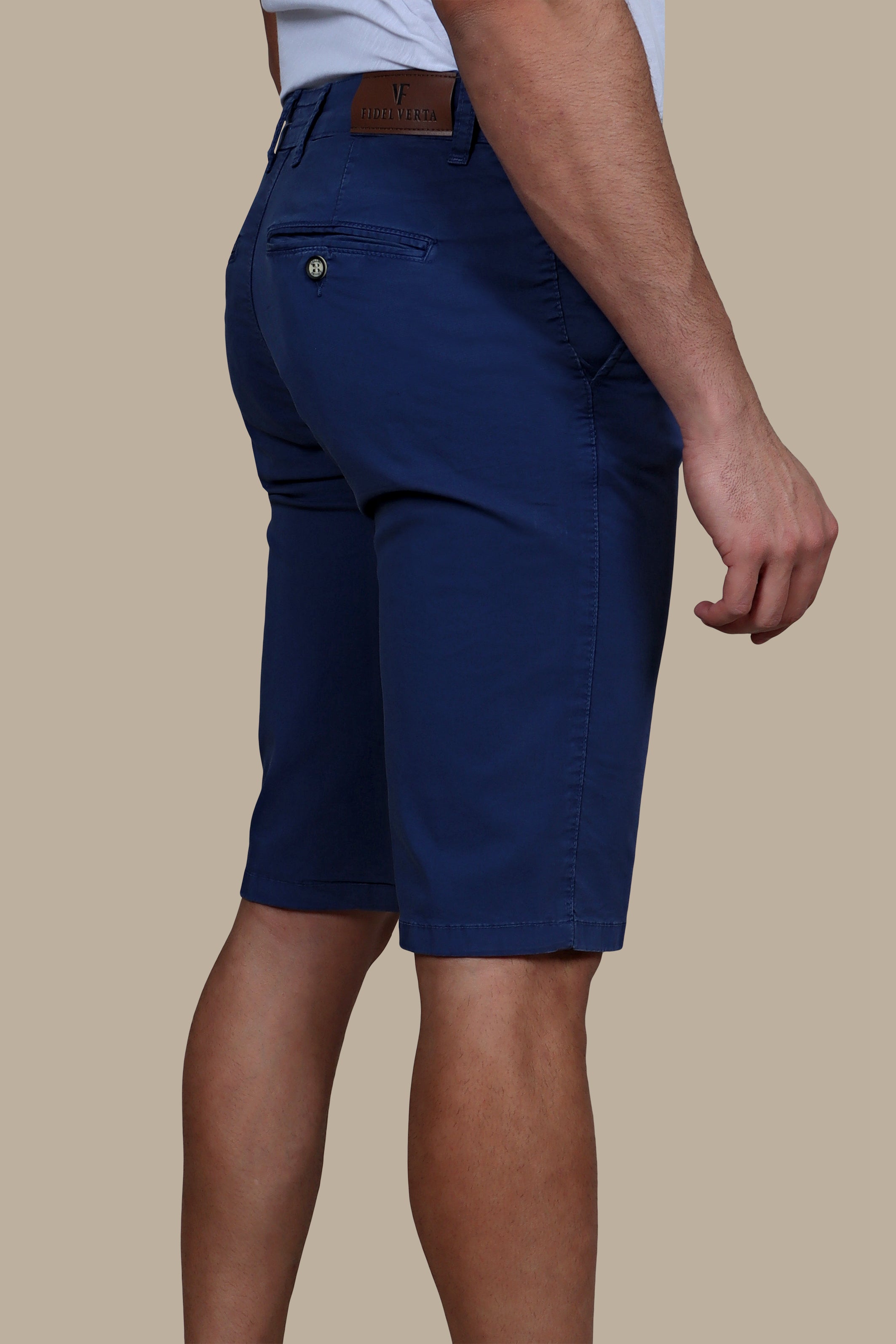 Sleek Comfort: Slim Fit Dark Blue Chino Shorts