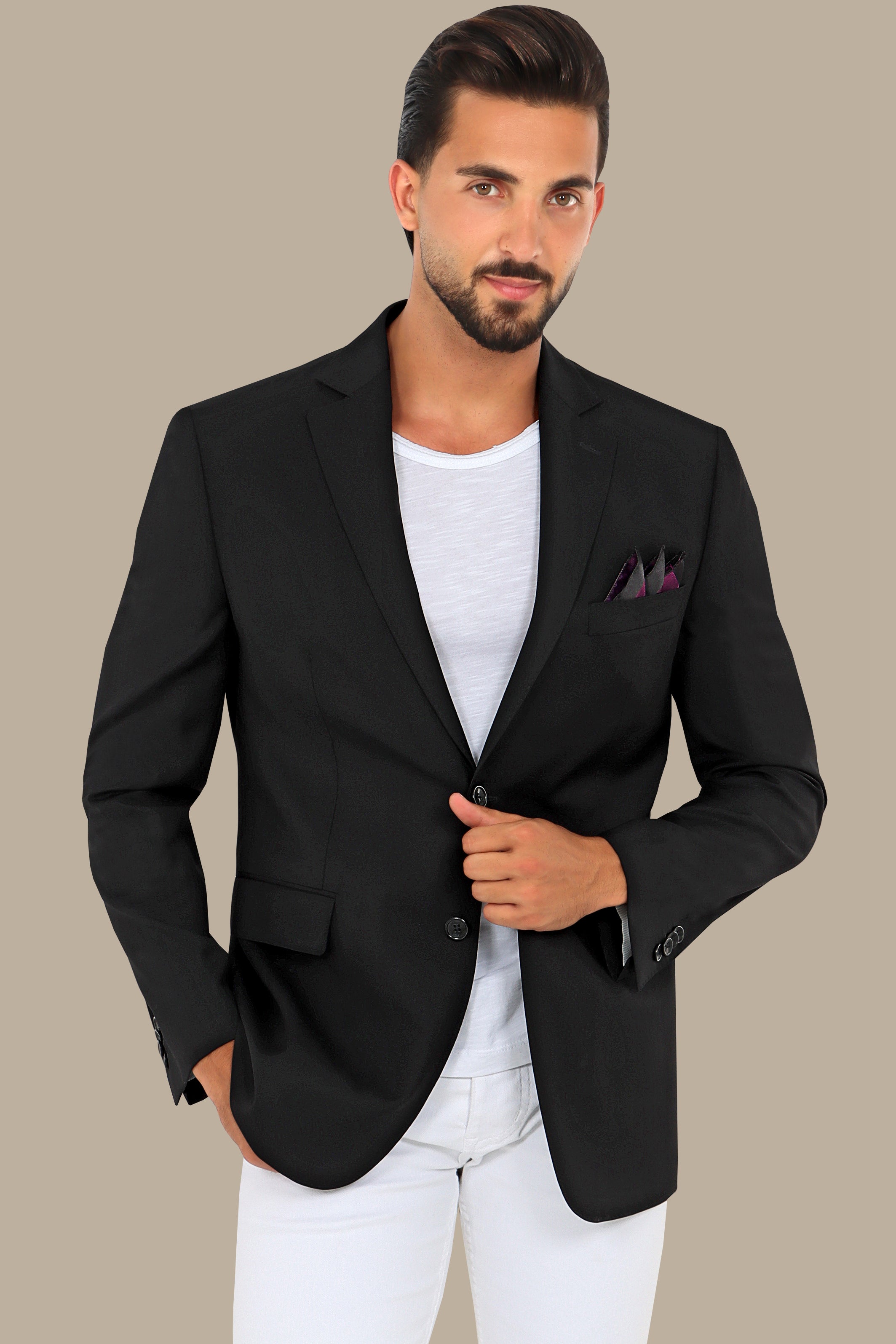 Classic Black Notch Lapel Blazer