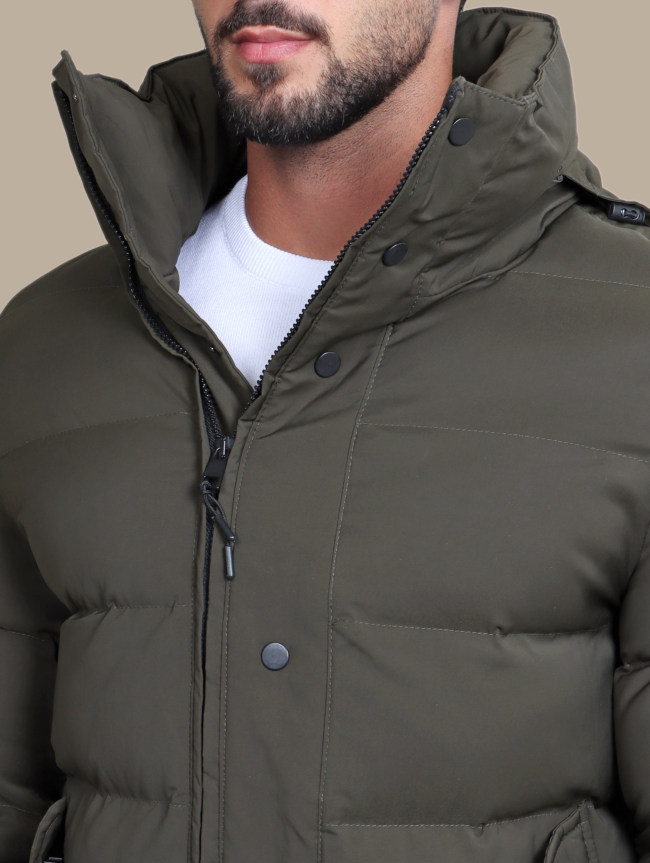 Coat Puffer Hooded | Khaki